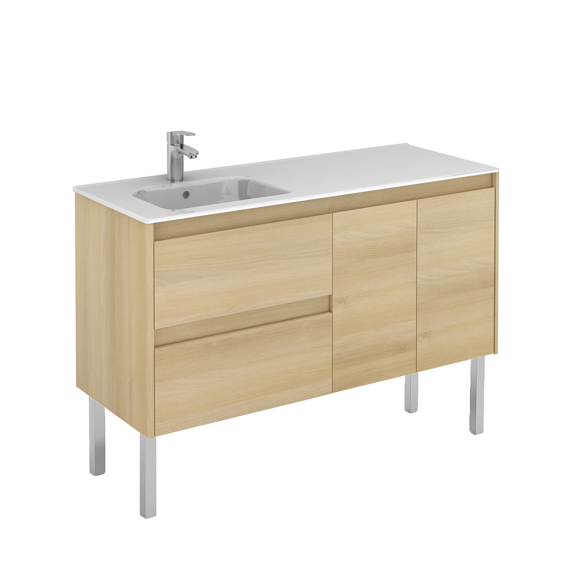 Nordic Oak Vanity Set with Ceramic Top - Perfect for Bathroom Renovation