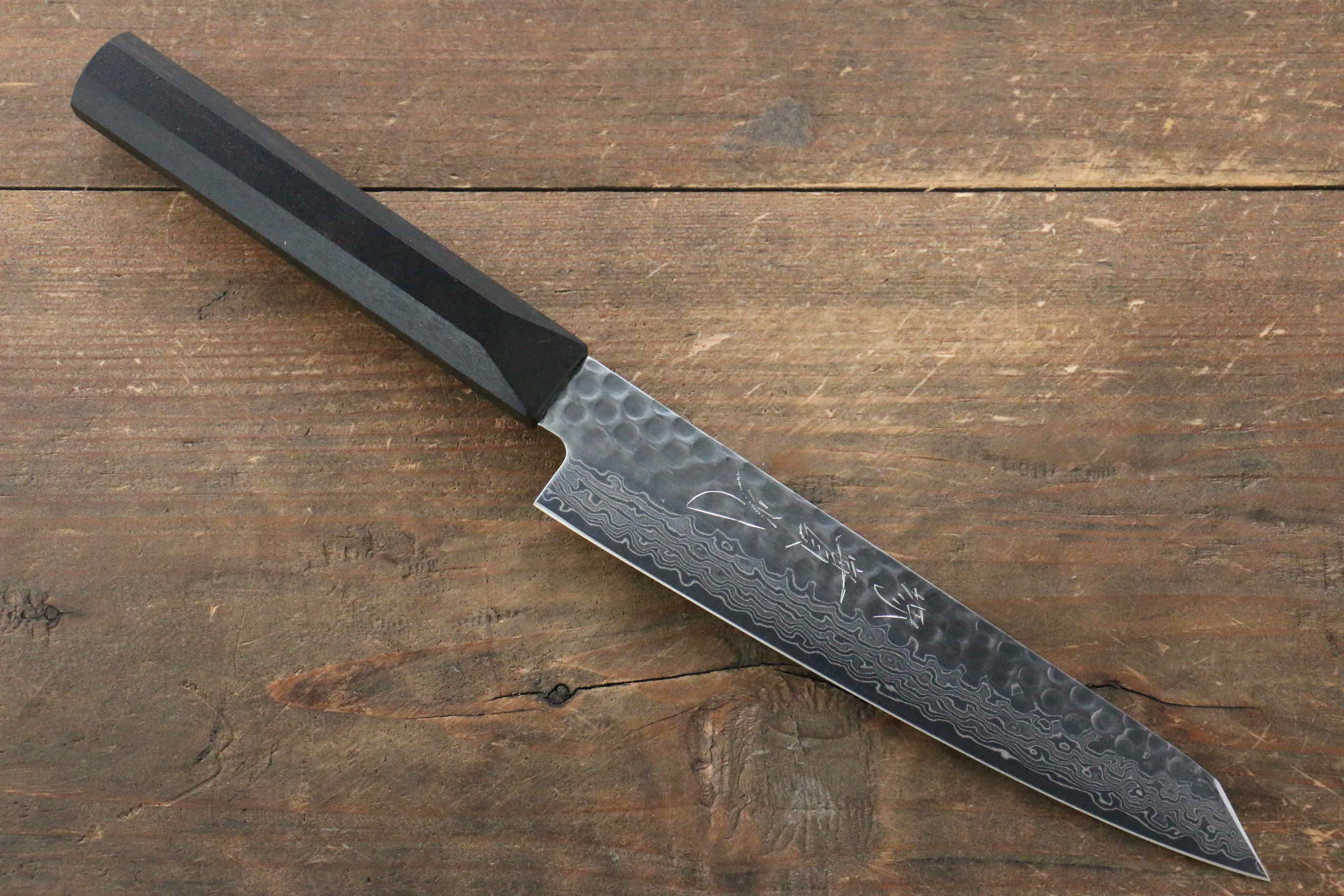 Premium Jikko VG10 17-Layer Kiritsuke Petty Utility Knife 140mm - Japanese Damascus Steel Blade with Ebony Wood Handle - Perfect for Slicing, Peeling & Precision Kitchen Tasks
