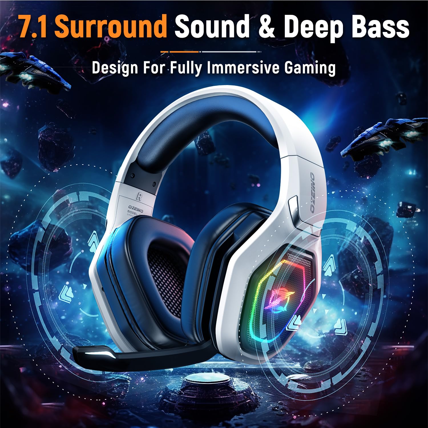 2.4GHz Wireless Gaming Headset for PC, PS5, PS4, Switch, Laptop, Mobile & Mac - Ultra Stable Connection with Lossless Audio via USB/Type-C, Flip Mic & 40-Hour Battery Life | Perfect for Competitive Gaming, Streaming & Long Gaming Sessions