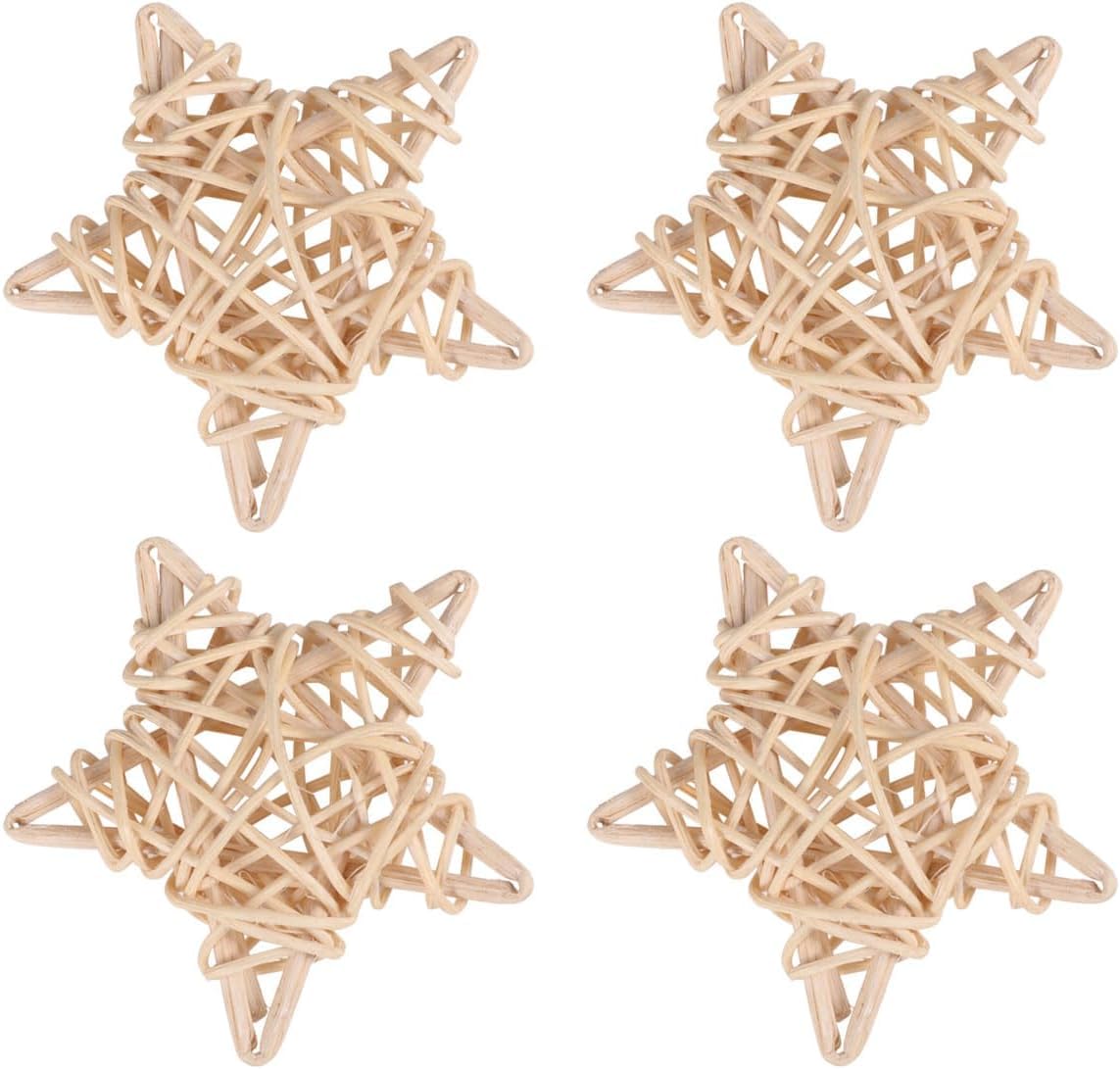 4 Pack Natural Wicker Rattan Chew Toys for Rabbits, Hamsters & Small Pets - Heart-Shaped Bunny Molar Chew Toys for Chinchillas, Tooth Grinding & Pet Activity | Durable Pet Chew Toys for Dental Health & Stress Relief | Perfect for Small Animal Cages, Playtime & Wedding Decor Flower Balls
