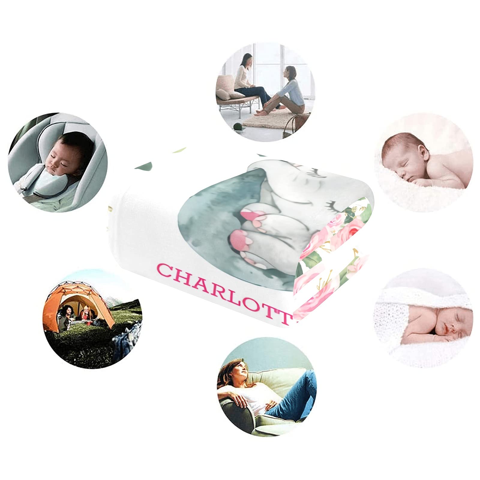 Personalized Baby Name Blanket - Custom Embroidered Soft Blanket for Newborns | Baby Shower Gift for Boys & Girls | Neutral Nursery Decor | Perfect for Crib, Stroller & Photo Shoots