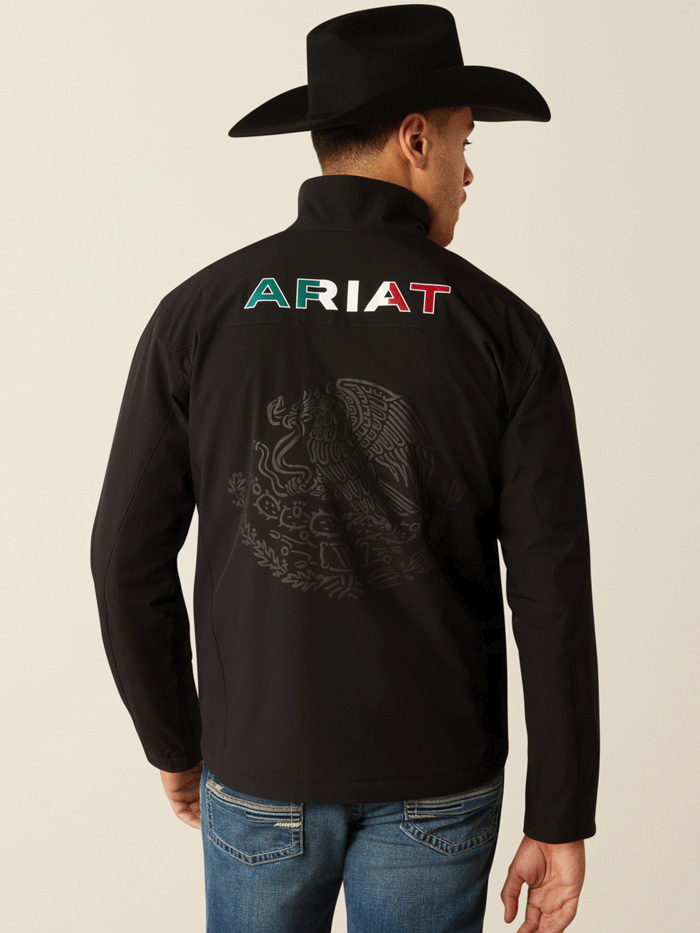 Ariat Men's Pioneer StretchShell Mexico Jacket - Waterproof Windbreaker for Outdoor Activities, Hiking & Workwear (Black)