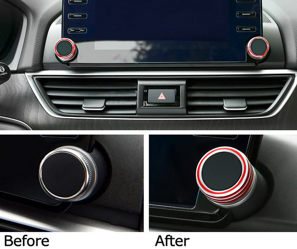 2PCS Red Stereo Audio Volume Control Knobs for 2018-2022 Honda Accord - Replacement Switch Covers for Car Radio & Dashboard (Perfect for DIY Car Interior Upgrades & Audio System Customization)