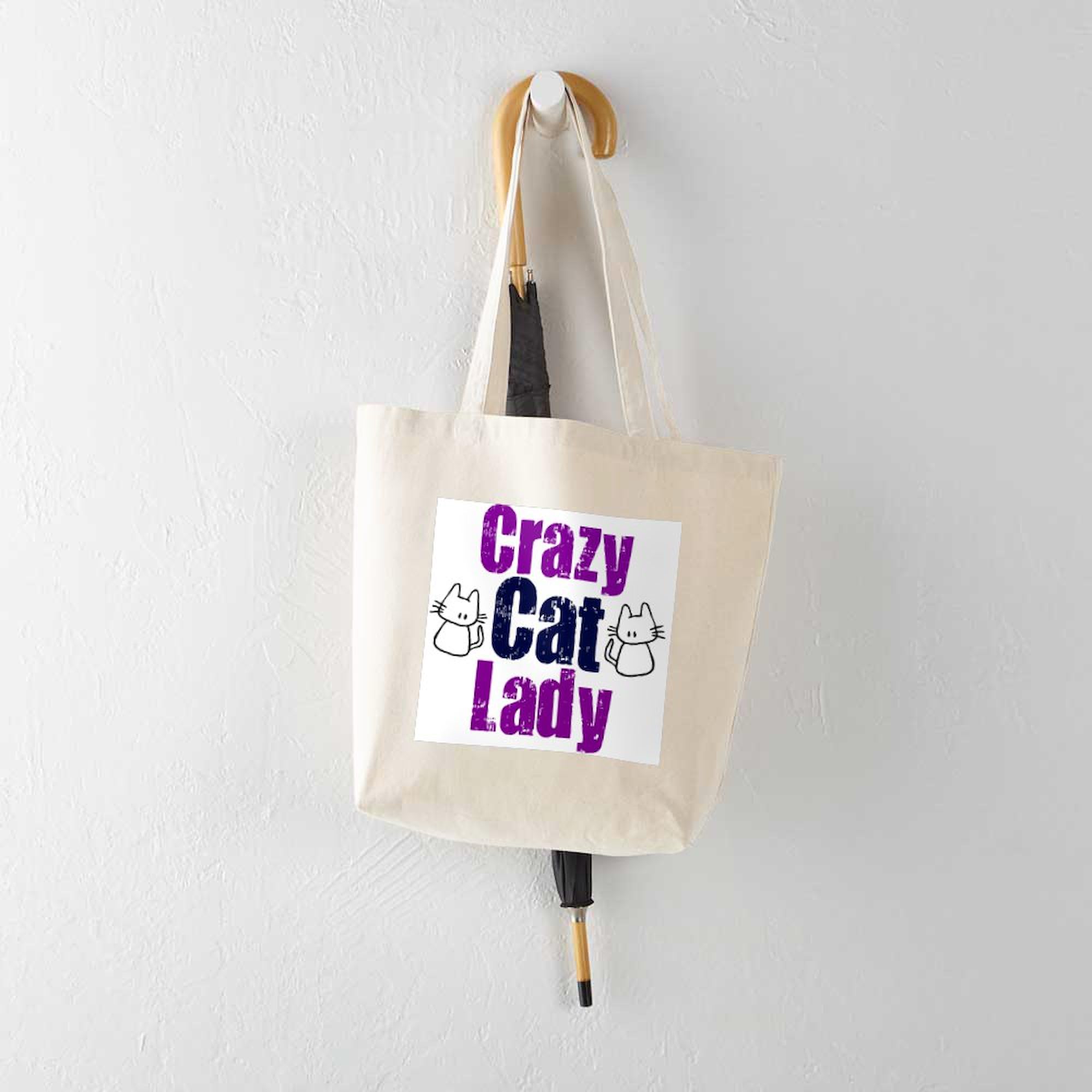 Crazy Cat Lady Tote Bag - Natural Canvas Reusable Shopping Bag for Women | Perfect for Groceries, Beach Trips & Cat Lovers Gift