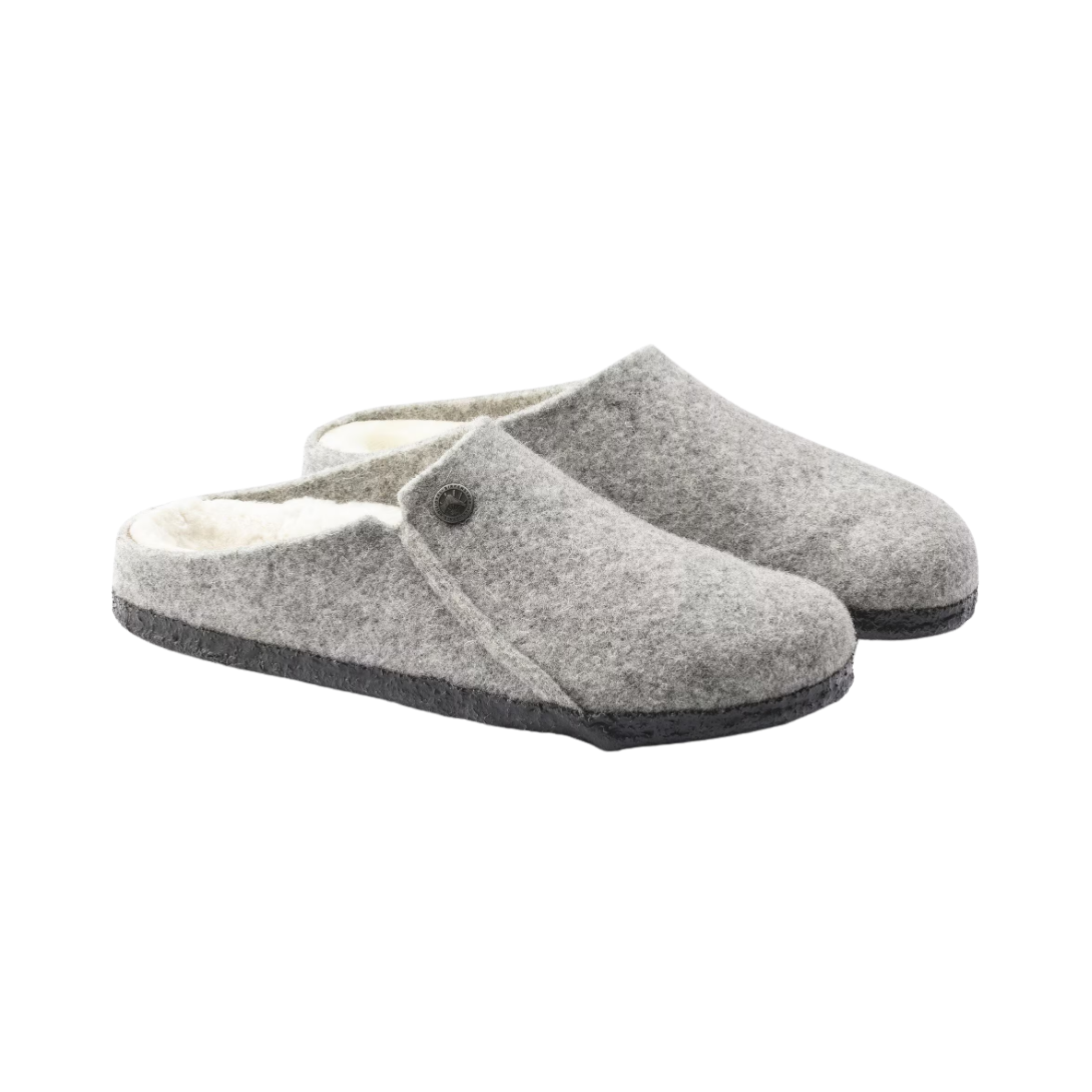 Men's Zermatt Sherling Wool Felt Slippers - Light Gray Narrow Fit - Cozy House Shoes for Indoor Comfort & Relaxation