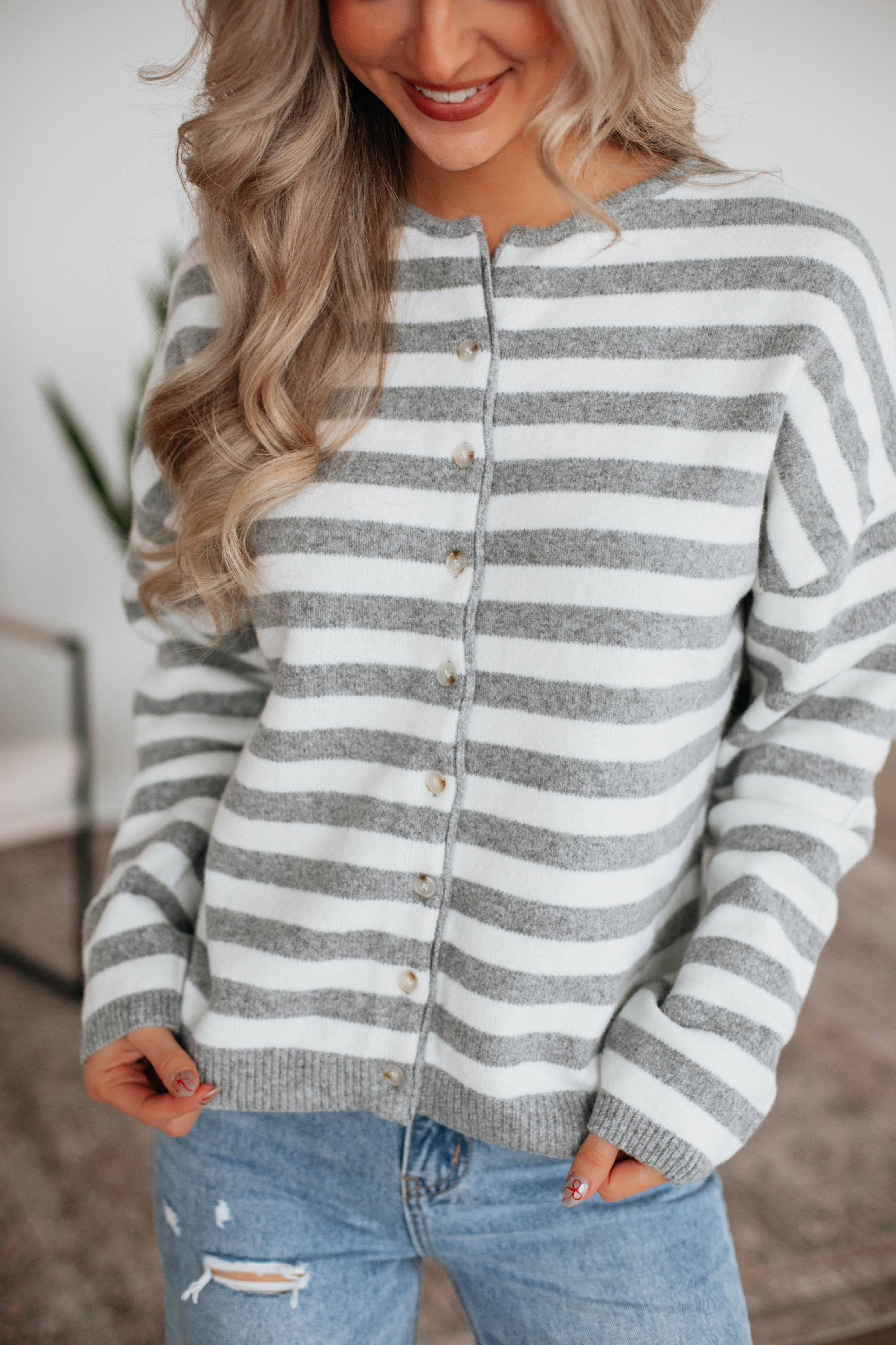 Delsa Striped Cardigan for Women - Soft Knit Long Sleeve Open Front Sweater - Cozy Fall & Winter Layering Piece for Office, Casual Outfits or Travel