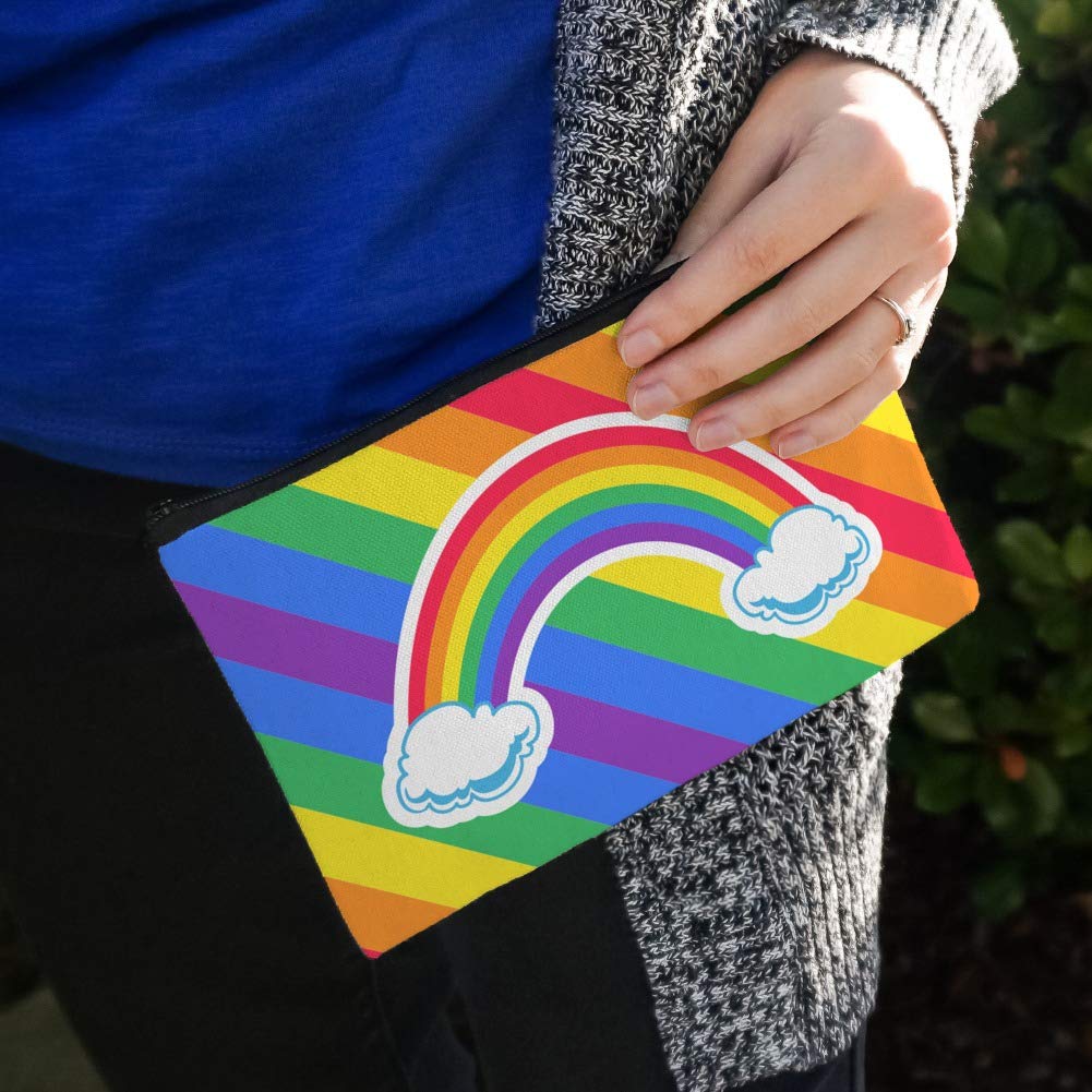 Double Rainbow with Clouds Pencil Case - Waterproof Zipper Pouch Organizer for Pens, Markers & Art Supplies - Perfect for School, Office & Travel Accessories Storage