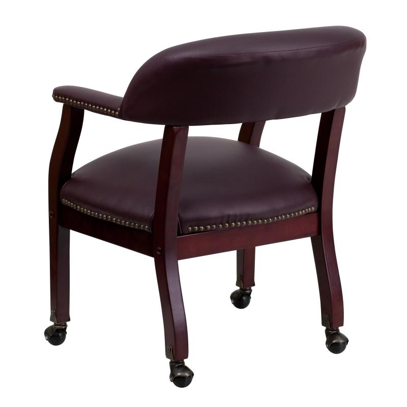Premium FLASH Leather Office Conference Chair with Accent Nailhead Trim & Smooth-Rolling Casters - Ergonomic Executive Desk Chair for Home Office, Conference Rooms & Professional Workspaces