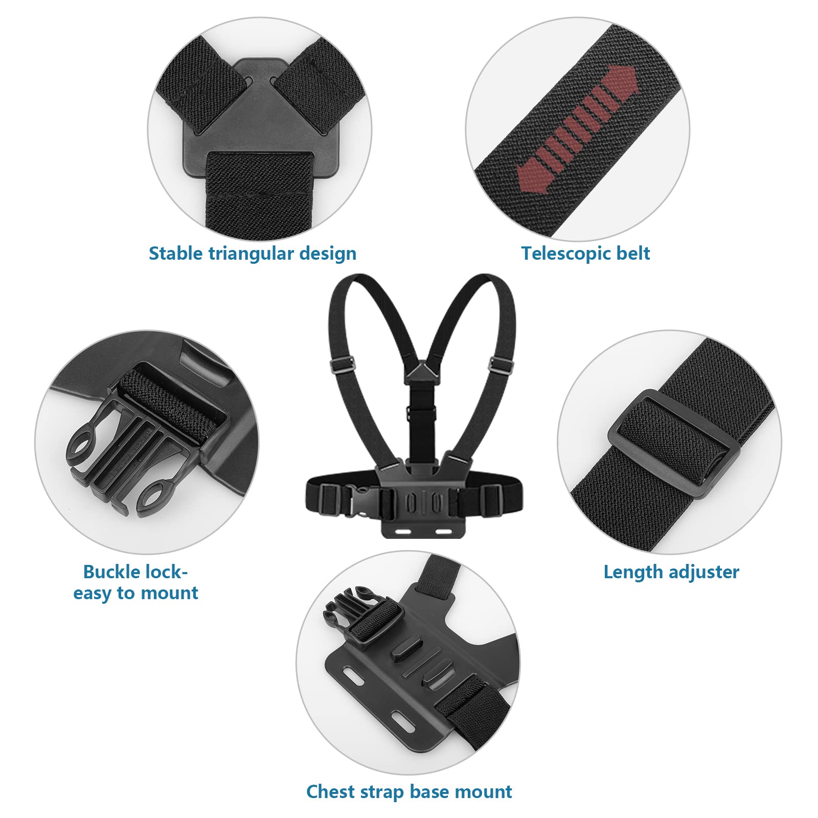 ChromLives 3-in-1 Hands Free Phone Mount Set - Adjustable Neck, Head & Chest Strap Holder for iPhone, GoPro Hero & Smartphones - Perfect for Running, Cycling, Hiking & Outdoor Activities