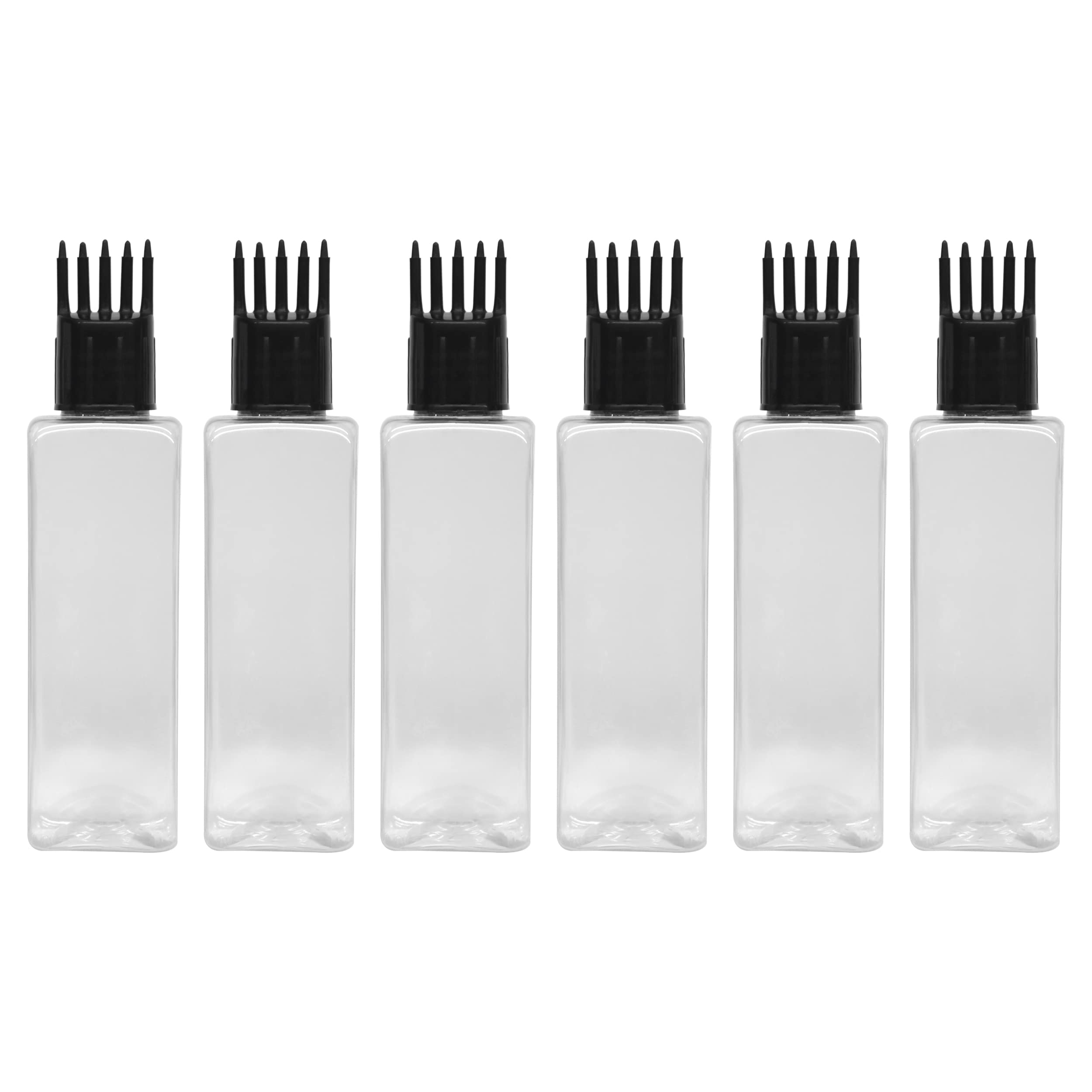 MAPPERZ 100ml Refillable Empty Hair Root Comb Applicator Bottle for Hair Oil, Shampoo & Medicine - 6 Pack | Perfect for Salon, Travel & Home Hair Care