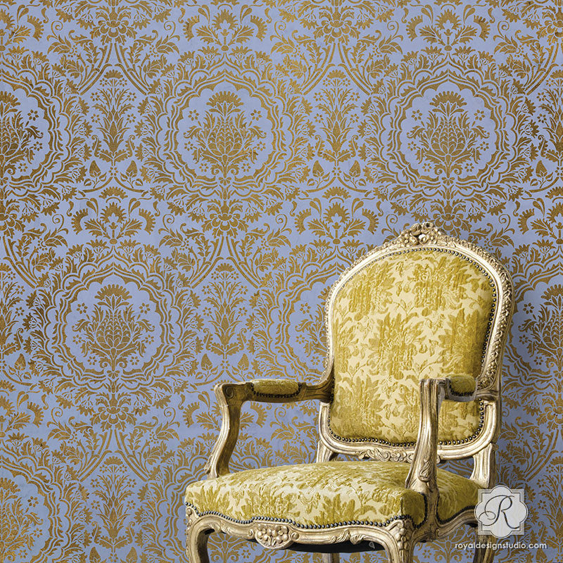 Laleh Persian Damask Wall Stencil - Reusable DIY Painting Template for Home Decor, Wall Art, and Furniture Makeover | Perfect for Bedroom, Living Room, and Office Accent Walls