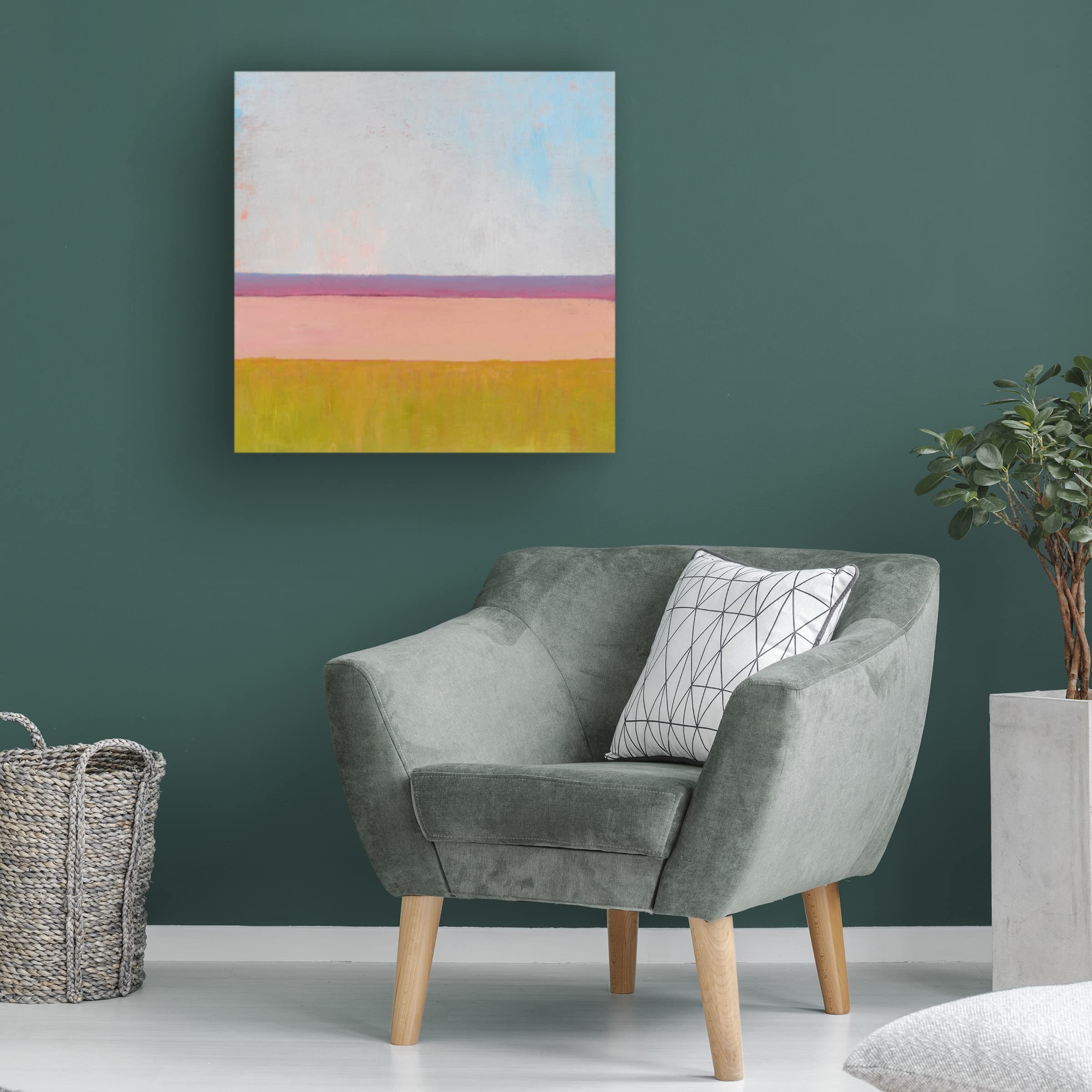Trademark Fine Art 'Beyond the Fields I' Canvas Wall Art by Carol Young - Stunning Landscape Painting for Living Room, Bedroom & Office Decor