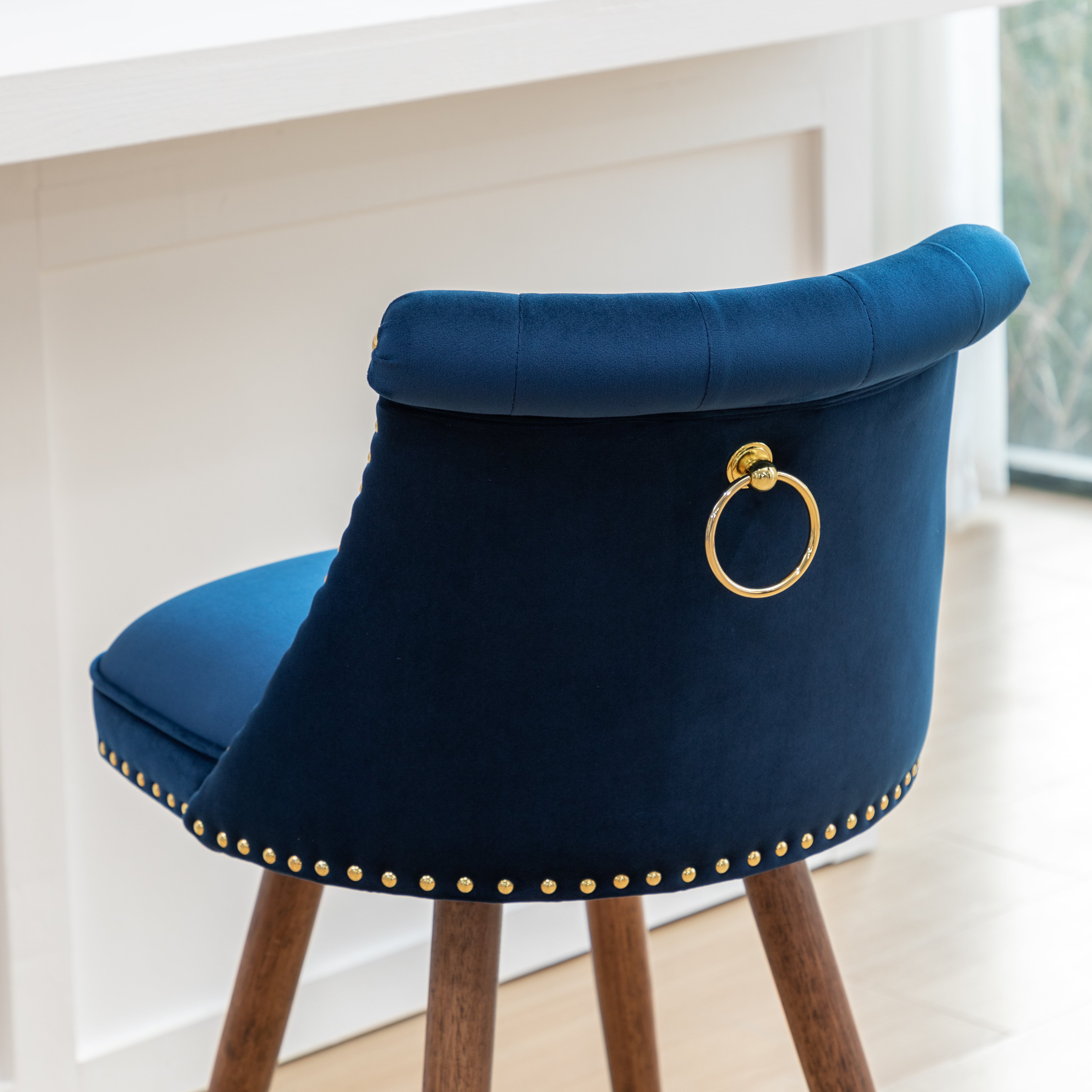 Roundhill Furniture Elvara Set of 2 Button Tufted Counter Stools with Nailhead Trim - Modern Kitchen Bar Stools for Breakfast Nook, Kitchen Island & Home Decor