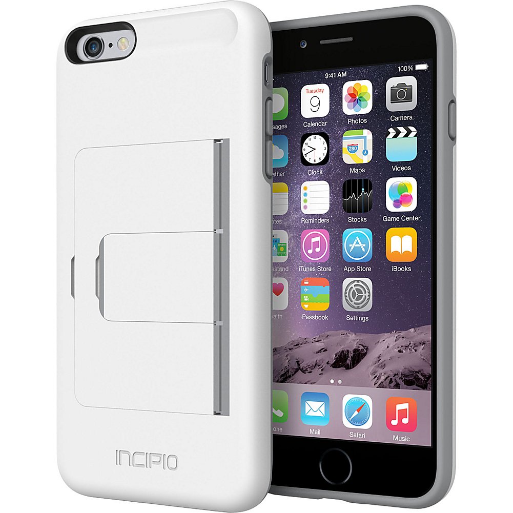 Incipio Slim RFID Blocking Wallet Case for iPhone 6 Plus/6s Plus - White & Dark Gray | Credit Card Holder & Protective Phone Cover | Durable & Stylish Mobile Accessory | Secure Cards & Phone at Work, Gym & Shopping | Ideal for Contactless Payments & Airport Security | Perfect for Business Professionals, Travel & Daily Use | Great Gift for Tech Lovers | Use in Office, Commuting, Outdoor Activities & Daily Organization