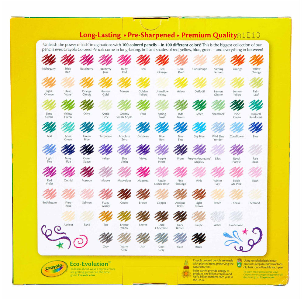 100-Piece Crayola Colored Pencils Set - Vibrant Colors for Kids & Artists - Perfect for School, Coloring Books & Art Projects