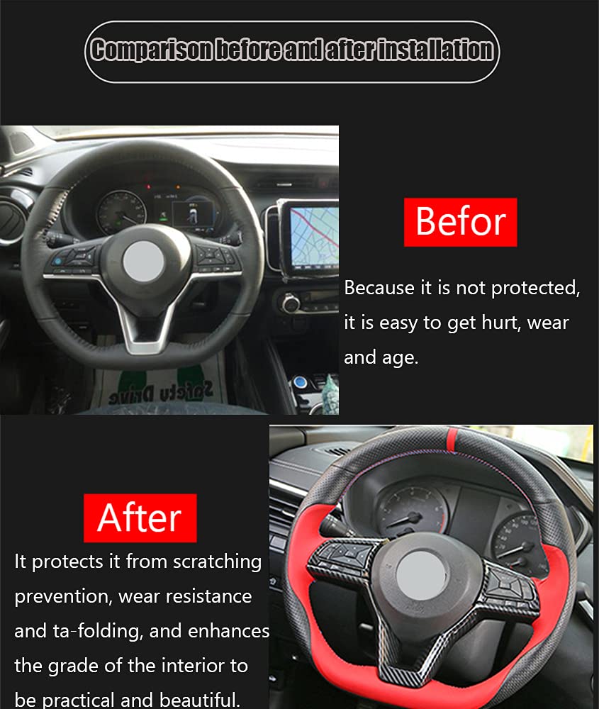 ABS Steering Wheel Cover 3Pcs Set - Carbon Fiber Style for Nissan Rogue/Altima (2018-2020) - Interior Upgrade