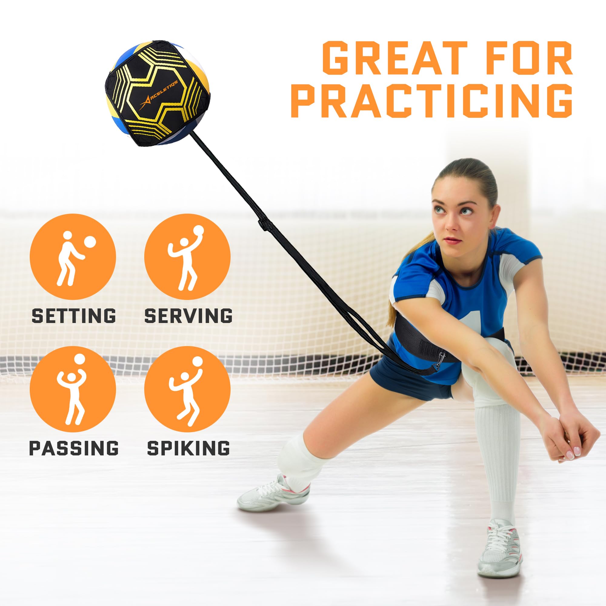 Volleyball Training Equipment – 4-Style Solo Volleyball Trainer for Serving, Spiking, Setting & Passing | Pro Volleyball Rebounder & Soccer Rebounder | Perfect Gift for Beginners to Experts | Improve Skills at Home, Park or Gym