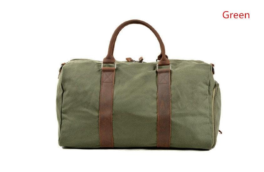 Durable Waxed Canvas Leather Travel Duffel Bag for Women & Men - Perfect for Outdoor Adventures, Gym, Weekend Getaways & Business Trips