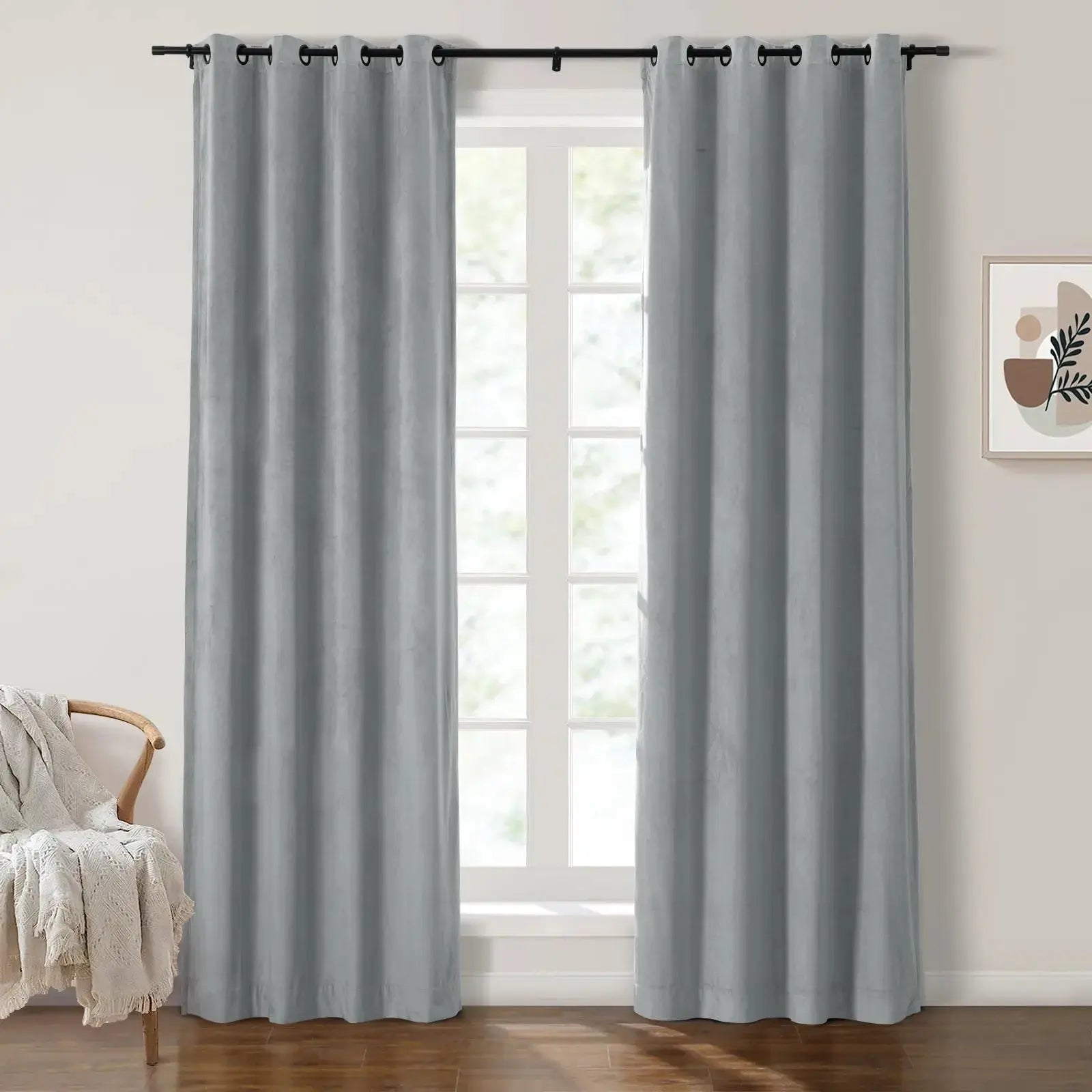 Luxury Velvet Grommet Curtains for Living Room & Bedroom - Blackout Thermal Insulated Drapes - Birkin Style Elegant Window Treatments for Home Decor