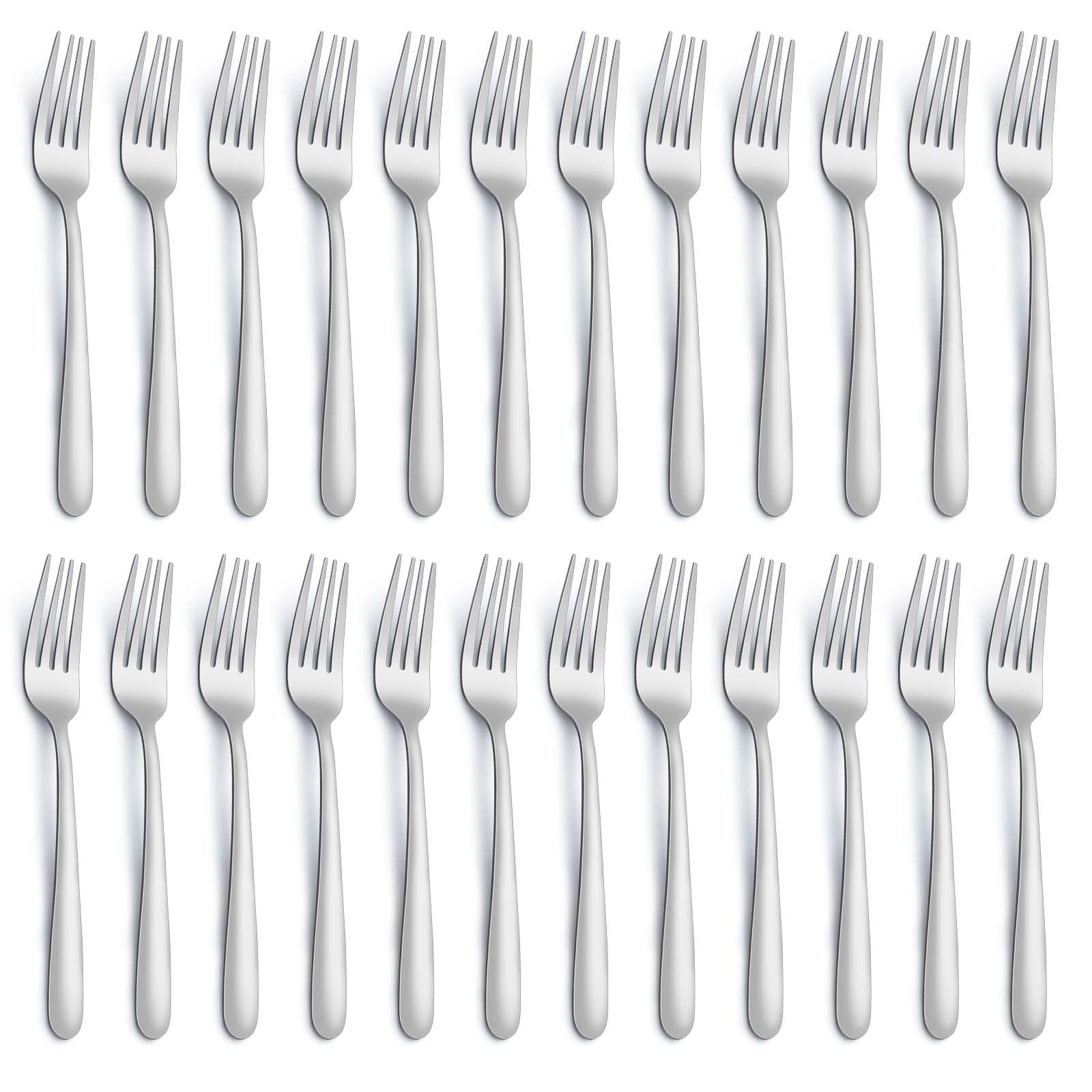 24-Piece Stainless Steel Dinner Forks Set - 8 Inch Mirror Polished Food Grade Flatware - Dishwasher Safe Silverware for Home, Restaurant & Kitchen Use - Perfect for Dining, Parties & Catering Events