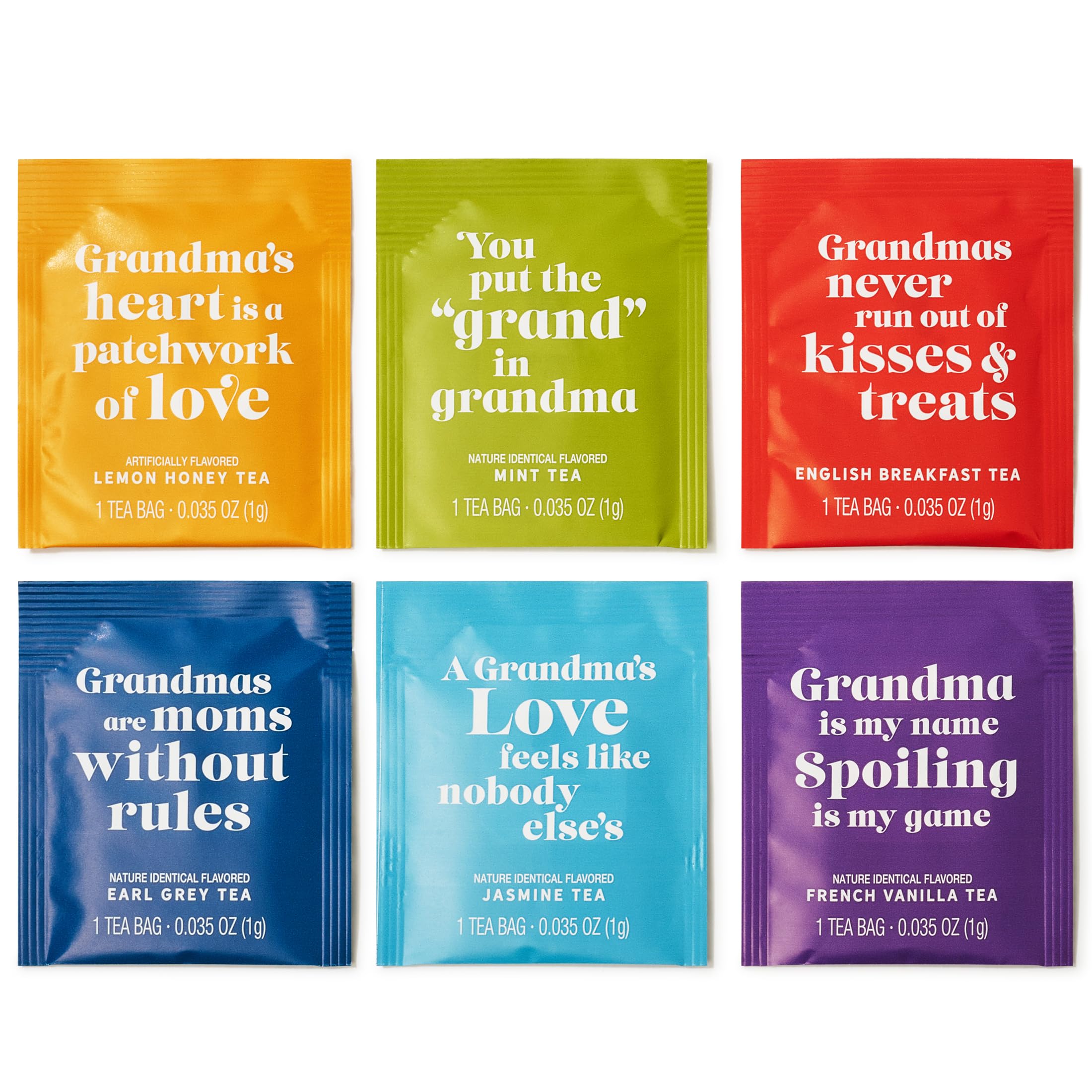 Thoughtfully Gourmet Tea Gift Set - 6 Flavor Tea Sampler with Inspirational Quotes | Perfect Grandma Gifts for Birthday, Mother's Day & Holidays (90 Count) - Ideal for Afternoon Tea, Relaxation & Heartwarming Moments