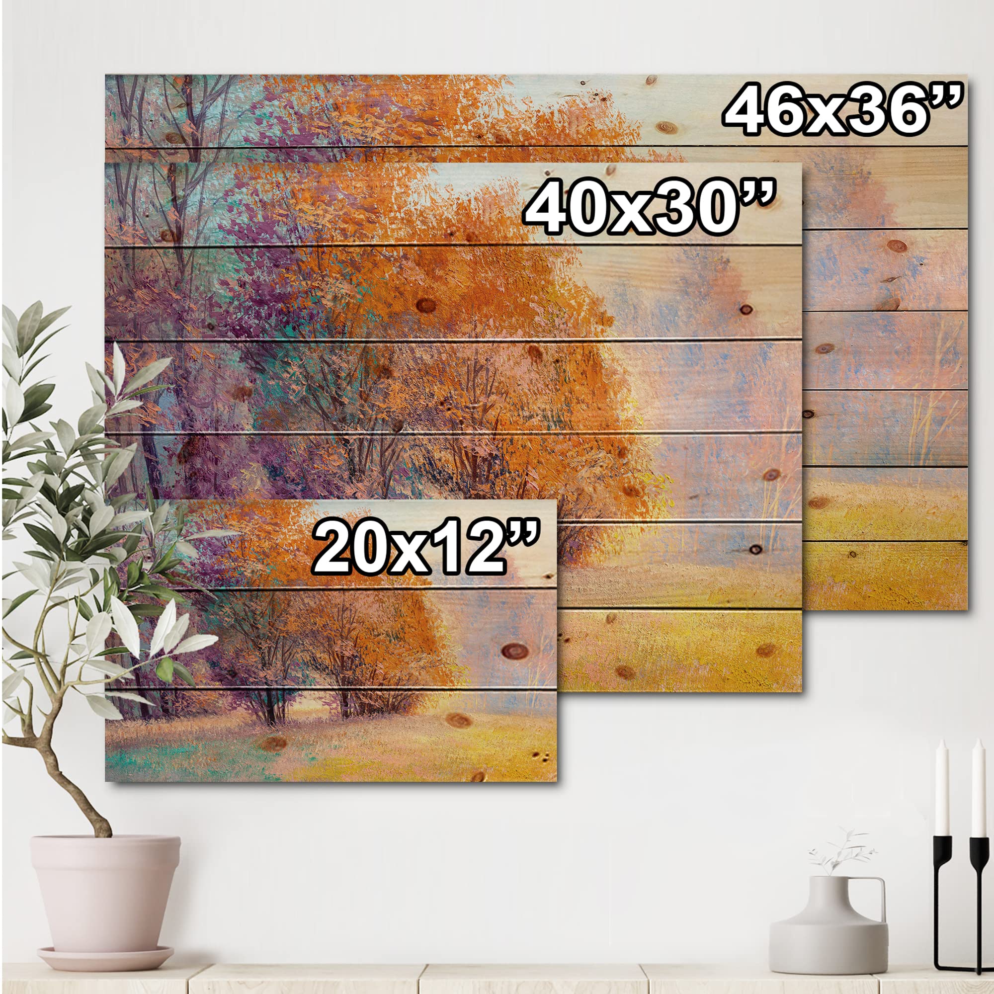Autumn Forest Wood Wall Art - Pine Wood Decor for Living Room & Bedroom