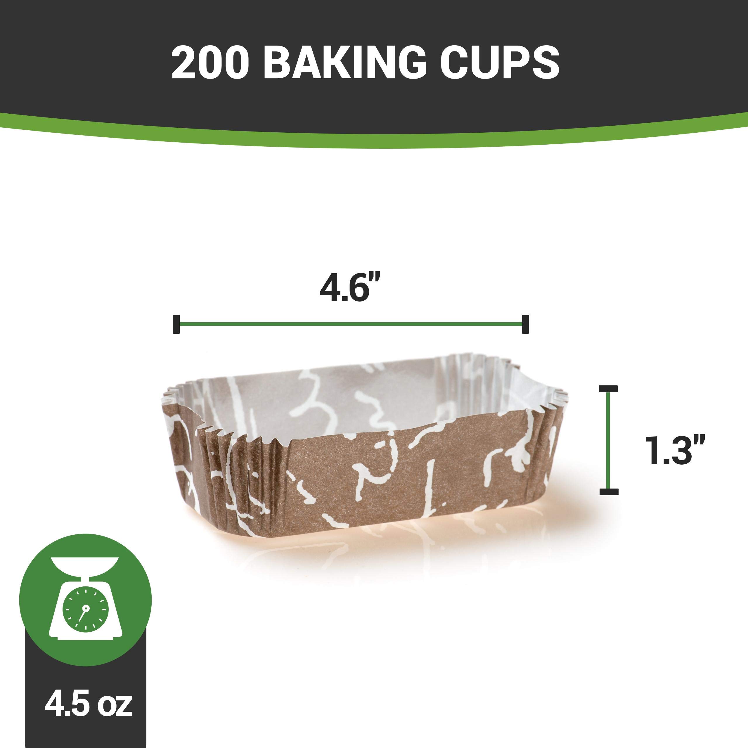 Restaurantware Panificio 4.5oz Baking Cups - 200 Count Ridged Cupcake Liners | Oven-Safe & Freezer-Friendly Brown & White Paper Muffin Wrappers | Perfect for Weddings, Baby Showers & Chocolate Desserts | Disposable & Eco-Friendly