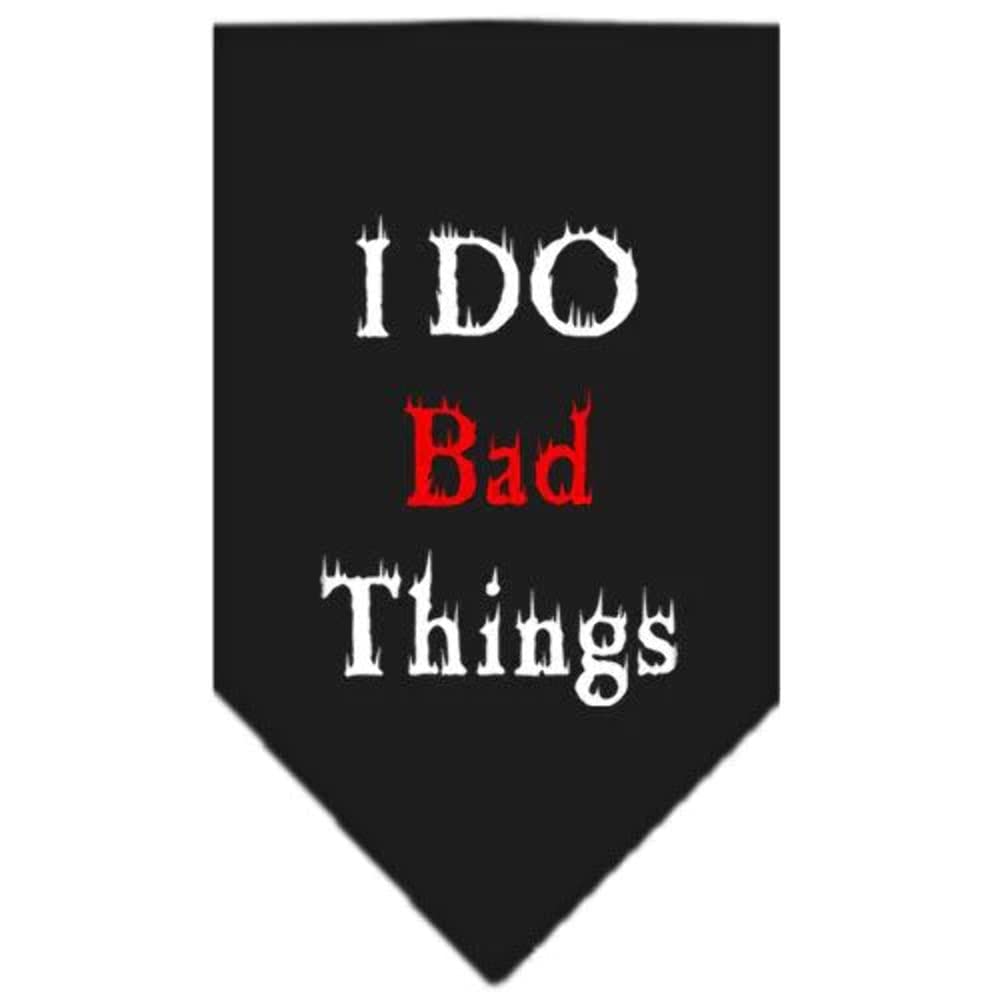 Funny Pet Bandana for Dogs - 'I Do Bad Things' Screen Printed Yellow Large Dog Bandana - Perfect for Halloween, Costume Parties & Pet Photos