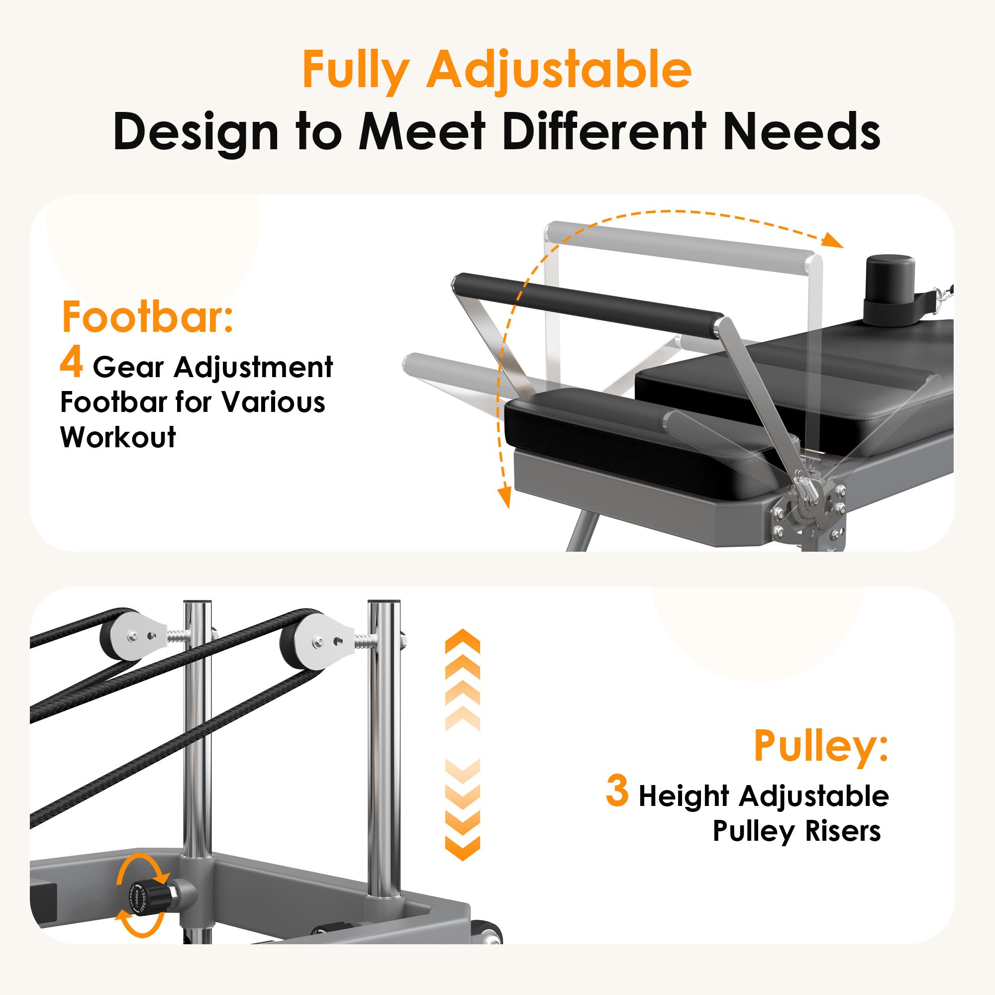 SogesPower Foldable Pilates Reformer Machine for Home Gym - High Strength Alloy Springs, 330lbs Weight Capacity - Perfect for Beginners & Full-Body Workouts - Ideal for Small Spaces & Home Fitness Studios