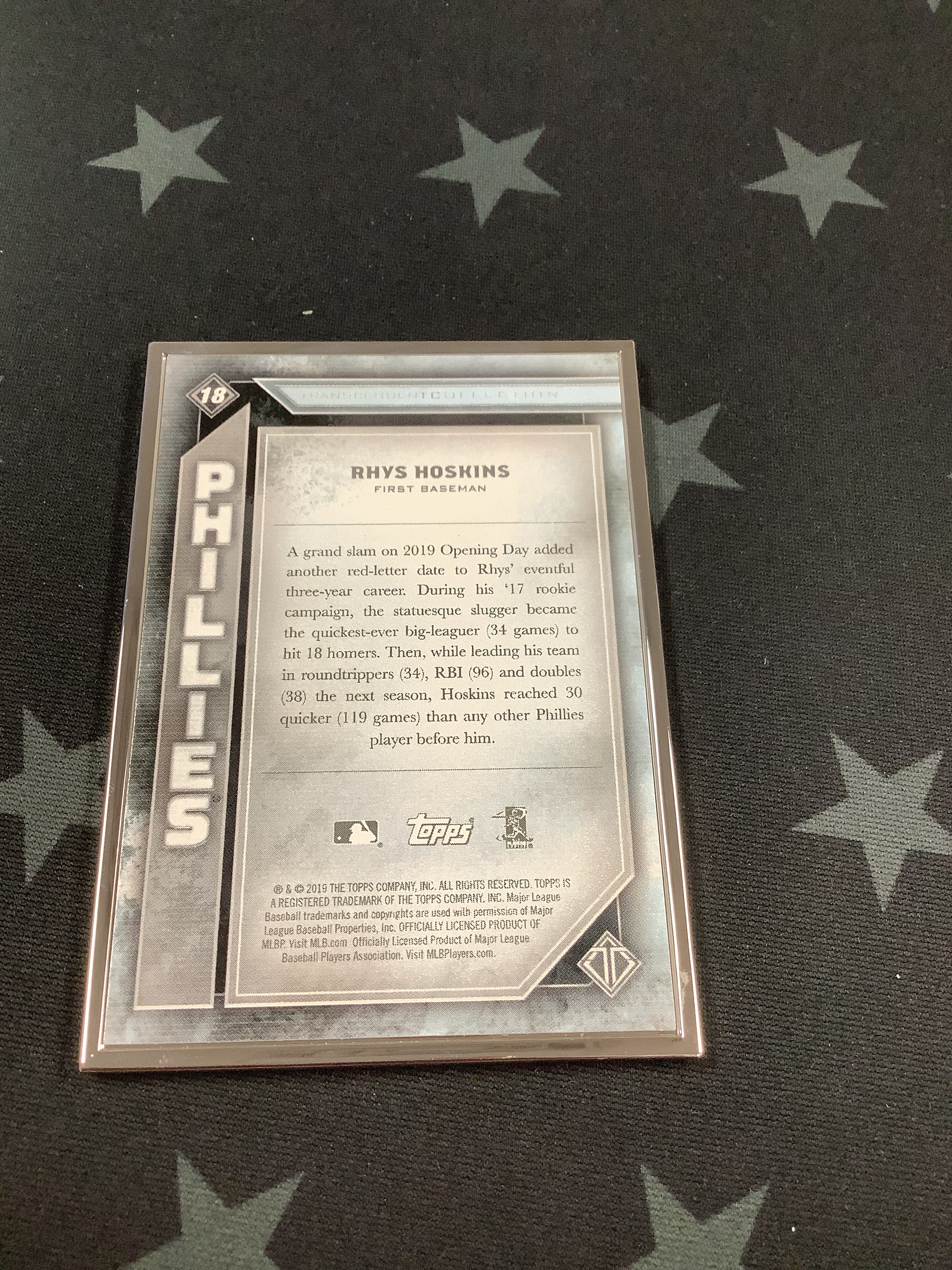 2019 RHYS HOSKINS TRANSCENDENT COLLECTION BASEBALL CARD #18/100 - Rare Limited Edition Collectible for Baseball Fans & Sports Memorabilia Enthusiasts - Perfect for Display, Trading, and Investment