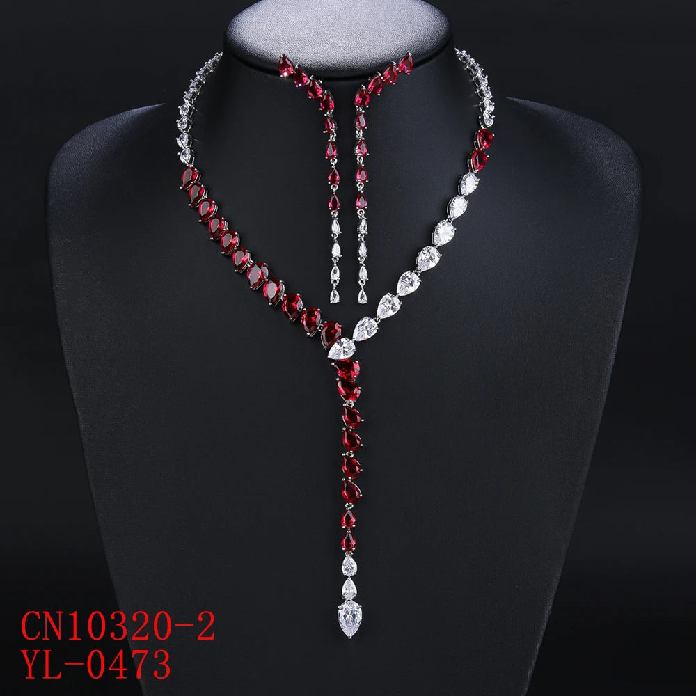Elegant Cubic Zirconia Bridal Jewelry Set - Wedding Earrings & Necklace for Women, Girlfriend Gift (CN10320) | Perfect for Prom, Anniversary & Special Occasions