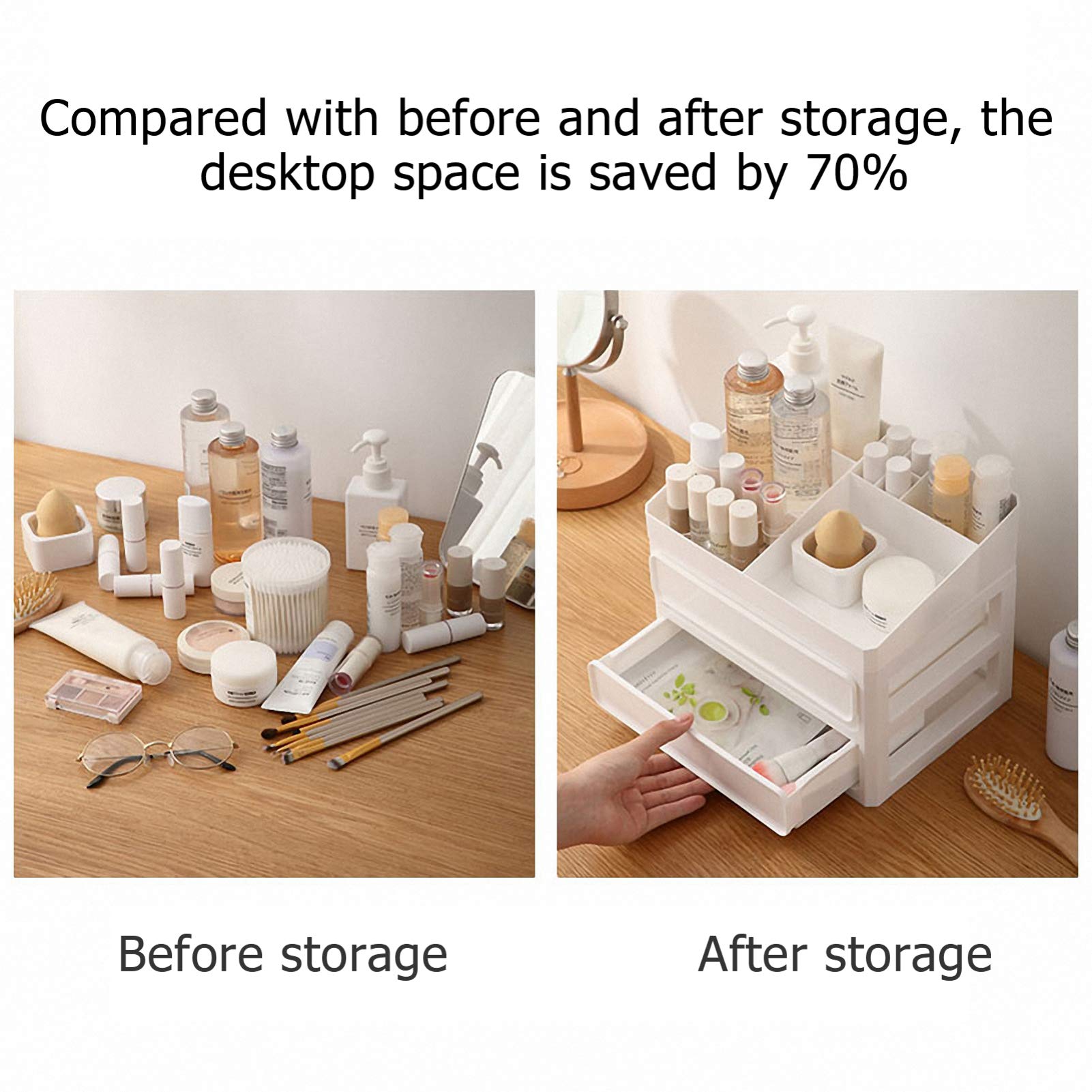 Cabilock 1-Piece Plastic Multi-Layer Drawer Storage Box - Cosmetic Organizer for Makeup, Jewelry & Small Items | Travel-Friendly Dresser Storage Case | Perfect for Vanity, Bathroom & Bedroom Organization
