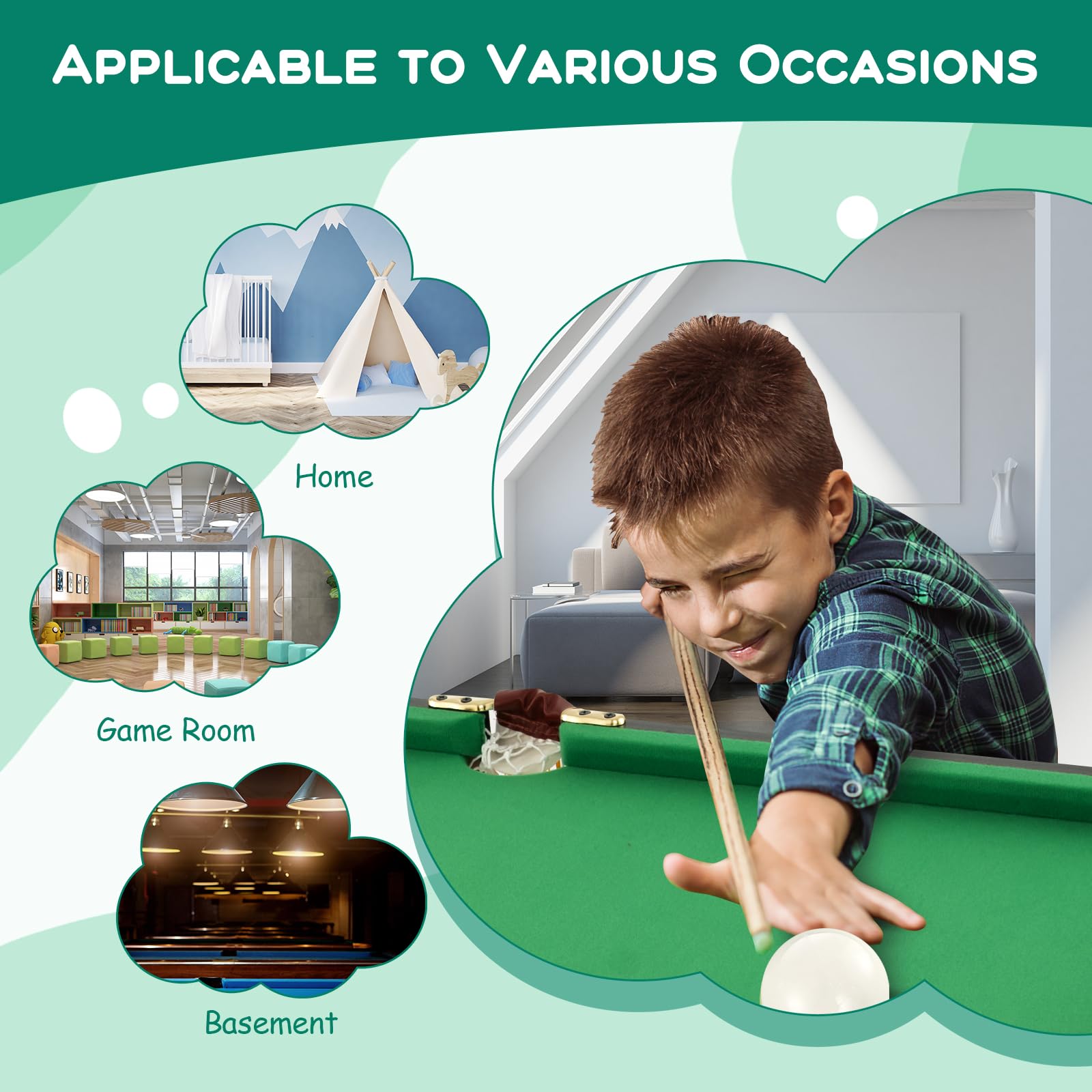Premium Folding Billiard Table - Engineered Wood Snooker Pool Table for Home & Game Room - Compact Space-Saving Design for Indoor Entertainment