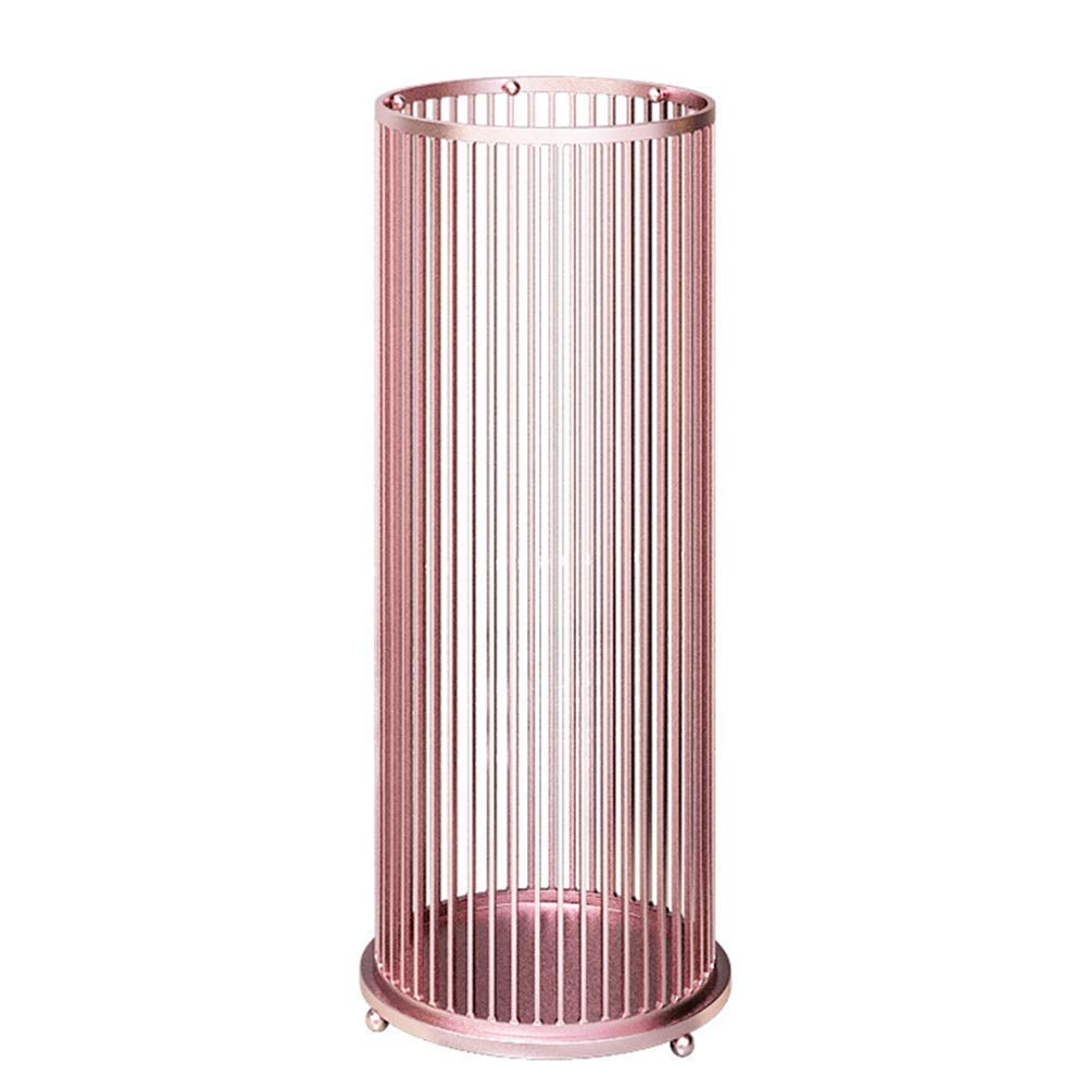 GANE Modern Round Umbrella Stand with 6 Hooks - Industrial Metal Striped Walking Stick Holder for Home, Office, Hotel Entryway - Durable & Stylish Storage Solution for Wet Umbrellas, Canes & Walking Sticks (Black) | Perfect for Entryways, Porches & Mudrooms