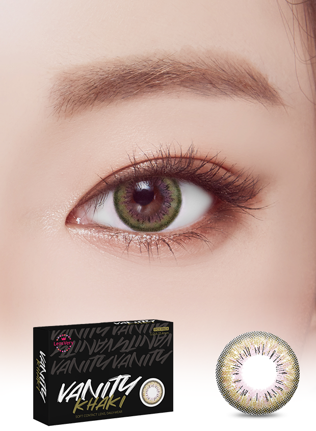 Vanity Khaki Contact Lenses (1 Pair) - Buy 1 Get 1 Free - 3 Monthly Supply - 13.4mm G.DIA - Limited Edition Discontinuation Sale (Expires Jan 2025) - Perfect for Cosplay, Halloween & Special Events