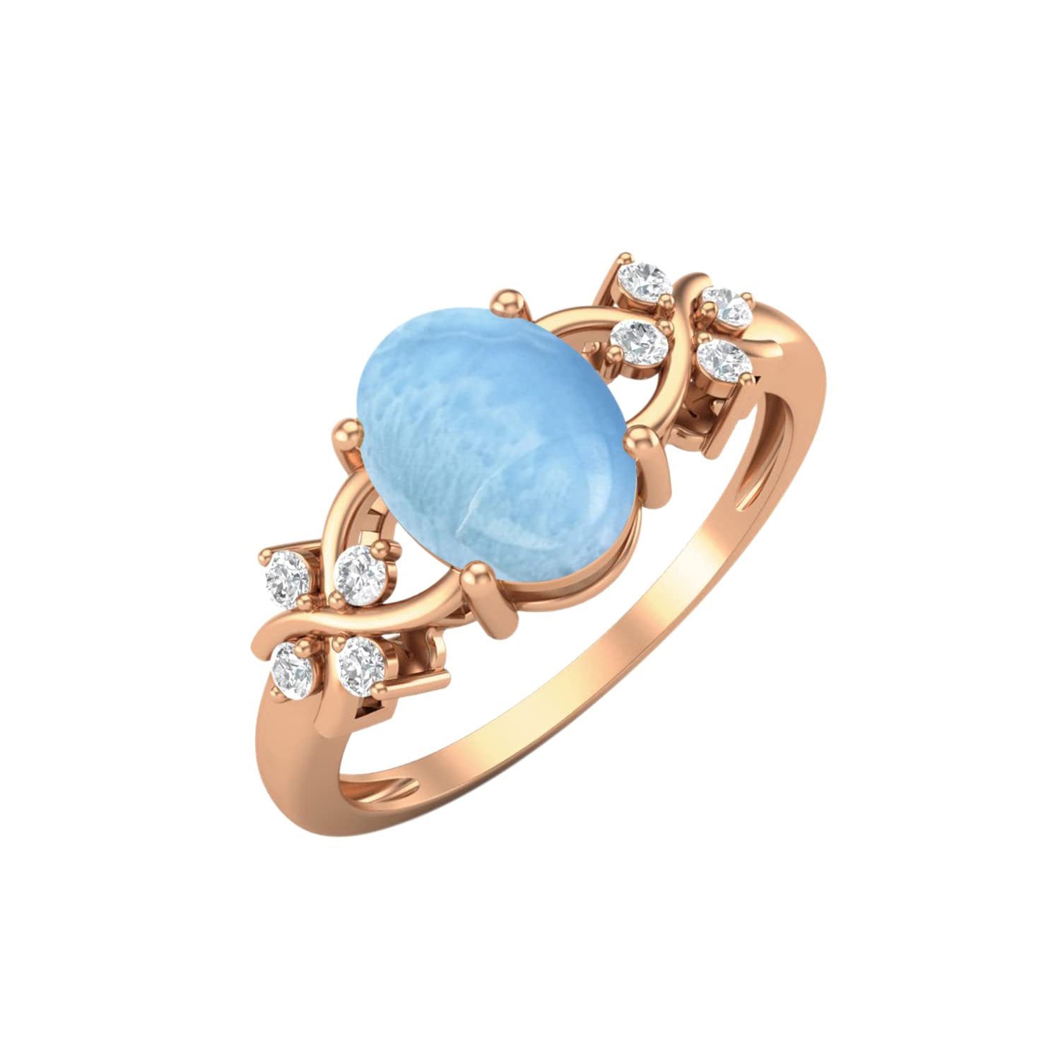 MOONEYE 925 Sterling Silver 8X6mm Oval Larimar Gemstone Engagement Ring for Women - Perfect for Easter, Anniversary & Wedding Proposal Gifts