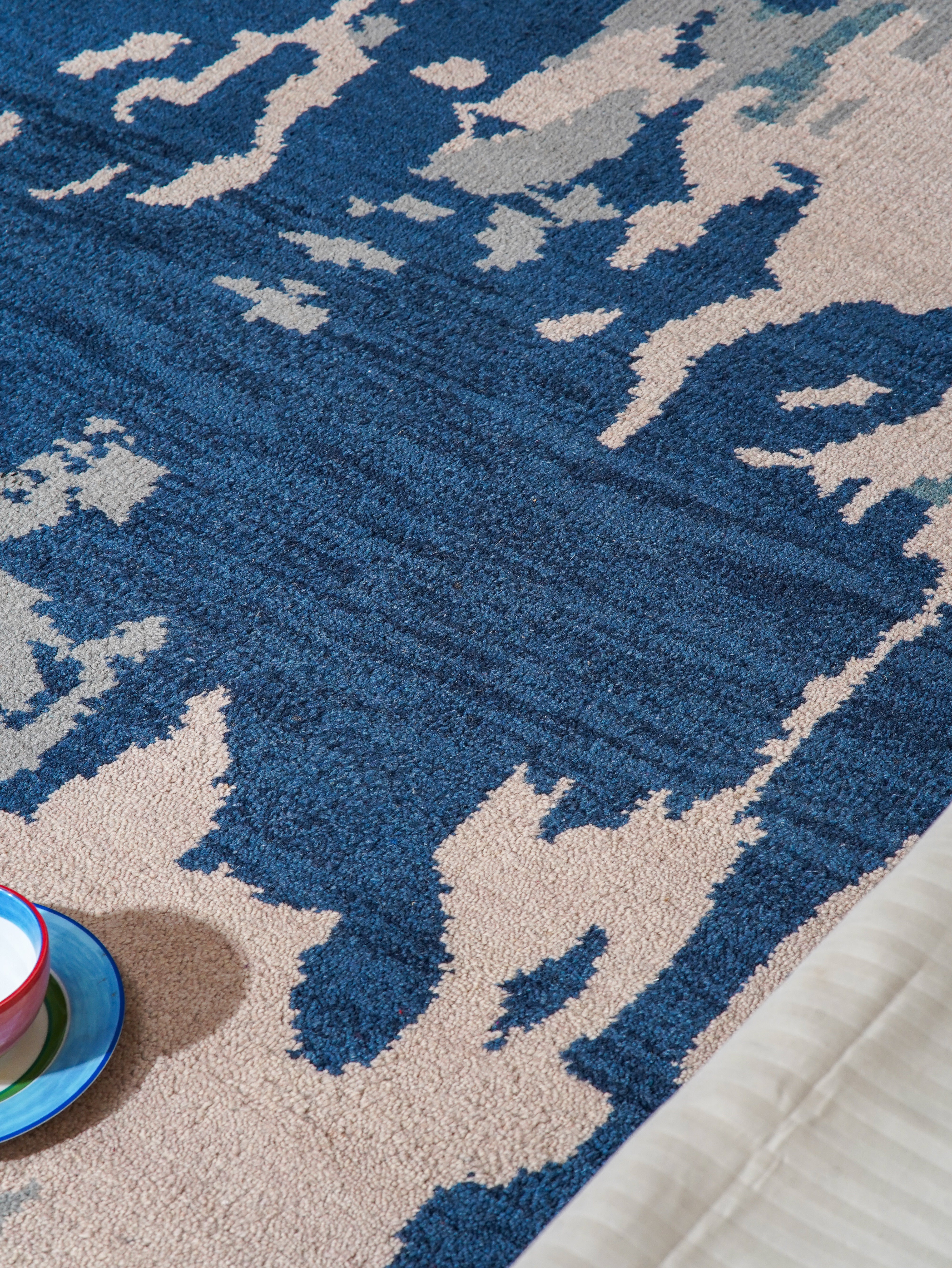 Prismatic Hand Knotted Wool Rug - Bohemian Style Area Rug for Living Room, Bedroom & Nursery - Non-Slip Soft Floor Carpet for Home Decor