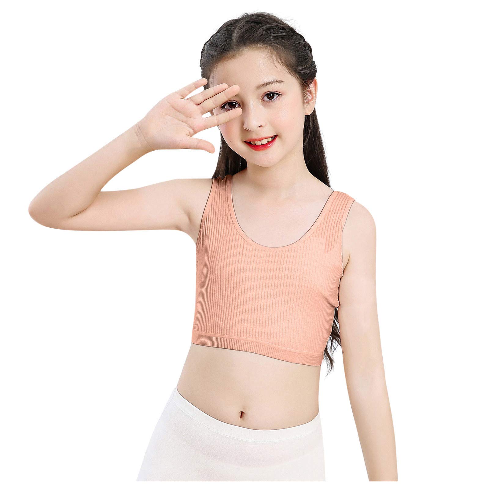 Girls' Cotton Built-up Stretch Sports Bra - Breathable Training Bras for Active Girls - Perfect for Yoga, Running & Gym Workouts