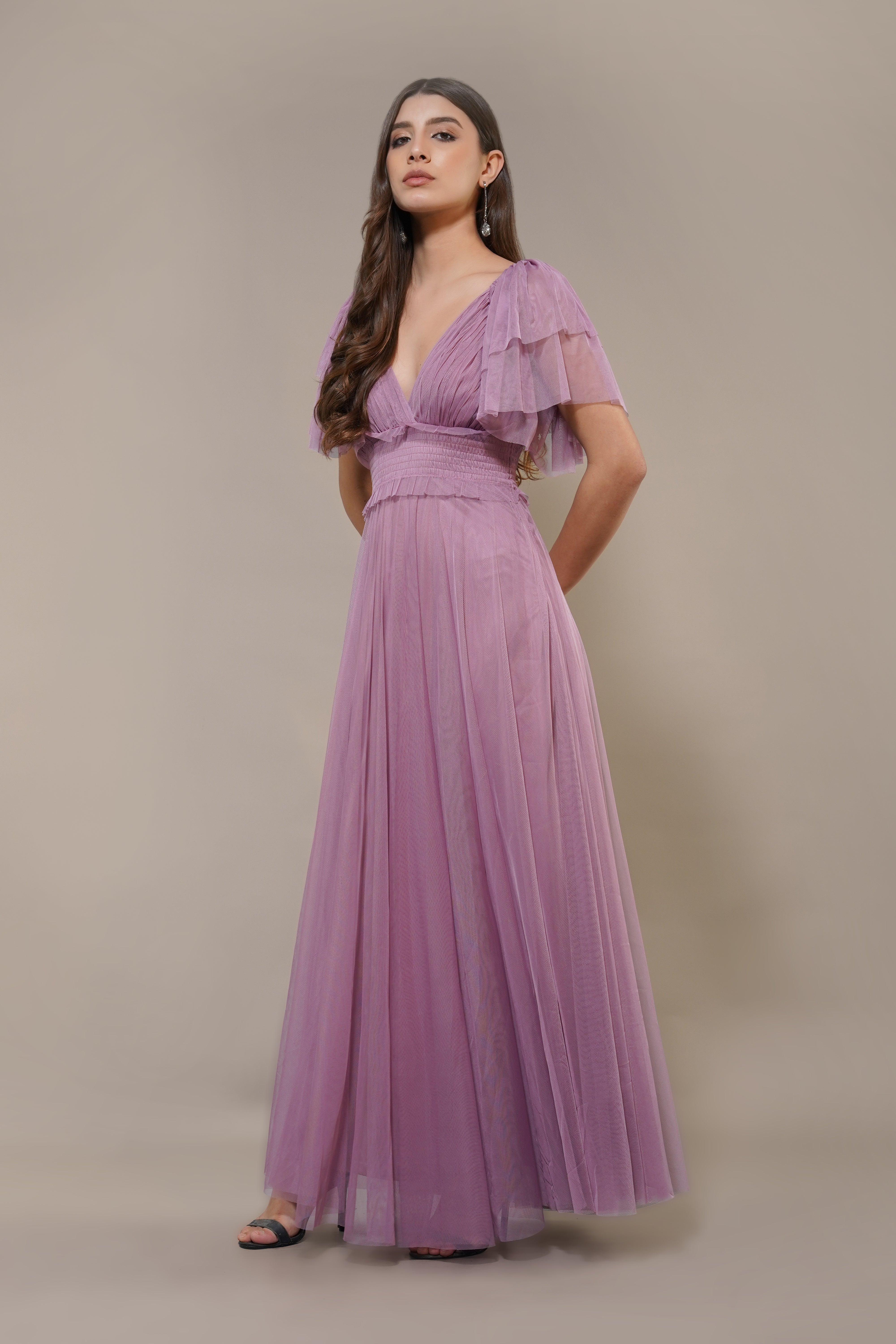 Shelby Maxi Dress for Women - Elegant Dusty Lilac Flowy Long Dress for Summer, Beach, and Special Occasions