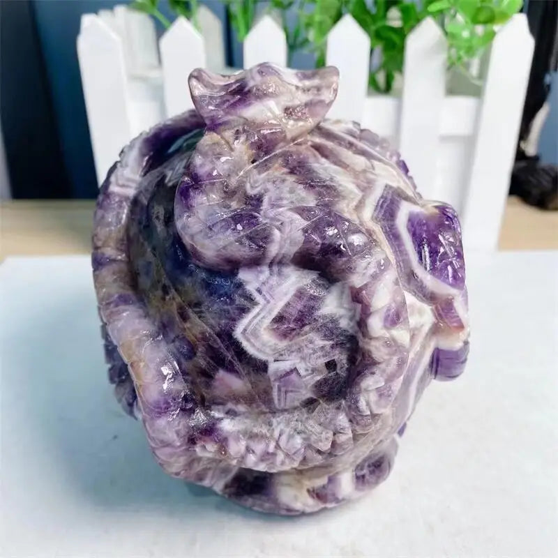 Natural Amethyst Snake Skull Carving - Reiki Healing Crystal, Feng Shui Mineral Gemstone Decor, Handcrafted Spiritual Artifact (1pc) | Perfect for Meditation, Home Altar & Gothic Decor