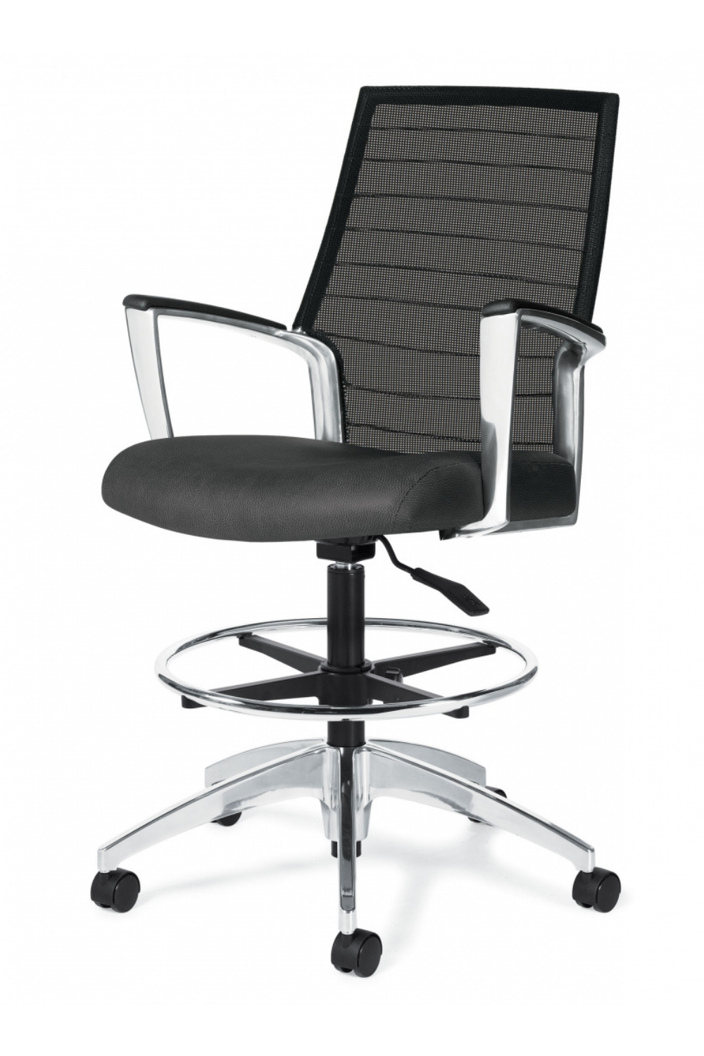 Global Accord Mesh Medium Back Stool (2678 6) - Ergonomic Office Chair with Breathable Mesh for Home & Office Workspace