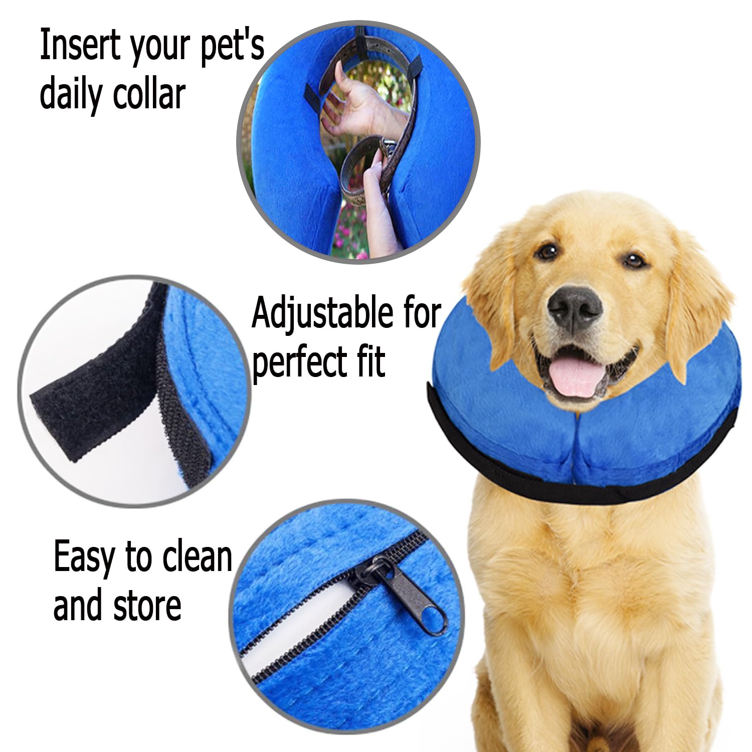 **Inflatable Dog Cone Collar for Small, Medium & Large Dogs – Soft E-Collar Alternative for Post-Surgery Recovery, Adjustable Neck Donut for Comfort – Perfect for Wound Protection & Stress-Free Healing (Ideal for Licking, Scratching & Vet Visits)**