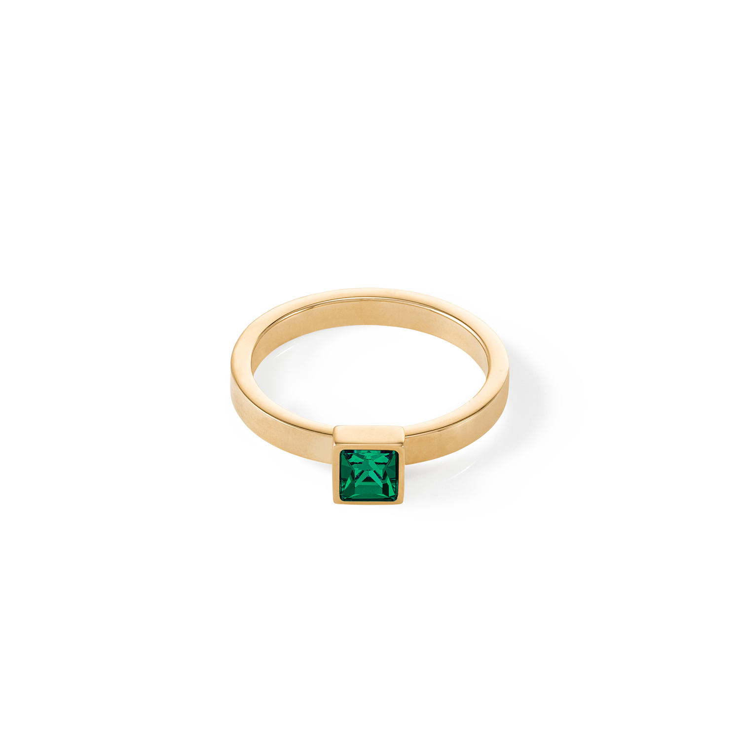 Elegant Square Small Ring in Gold with Dark Green Gemstone - Perfect for Everyday Wear & Special Occasions