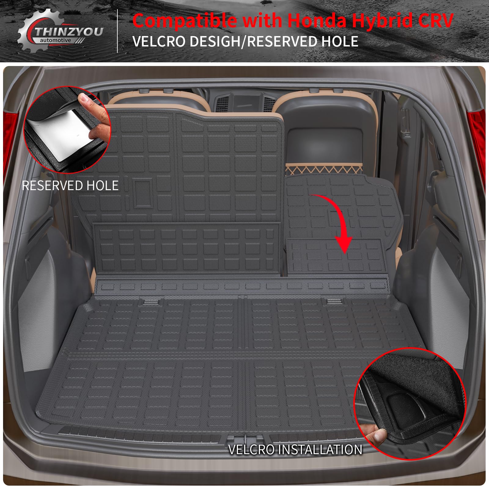 All-Weather Floor Mats for 2023-2025 Honda CRV & CRV Hybrid - Complete Set (Trunk Liner, Back Seat Cover, Front/Rear Mats) | Durable Protection for SUV Cargo Area & Interior | Perfect for Road Trips, Camping & Family Adventures
