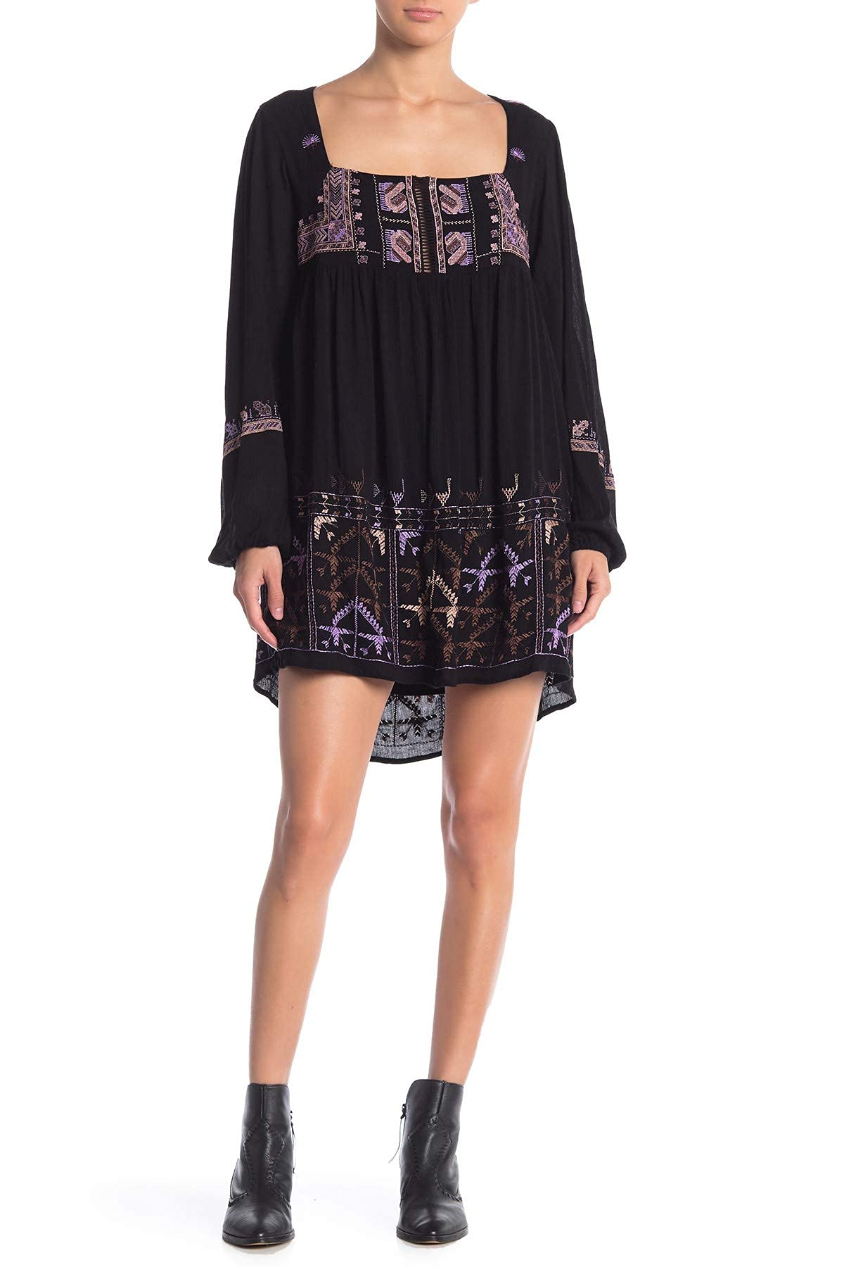 Free People Women's Rhiannon Embroidered Mini Dress - Boho Floral Summer Dress for Beach, Music Festivals & Date Nights