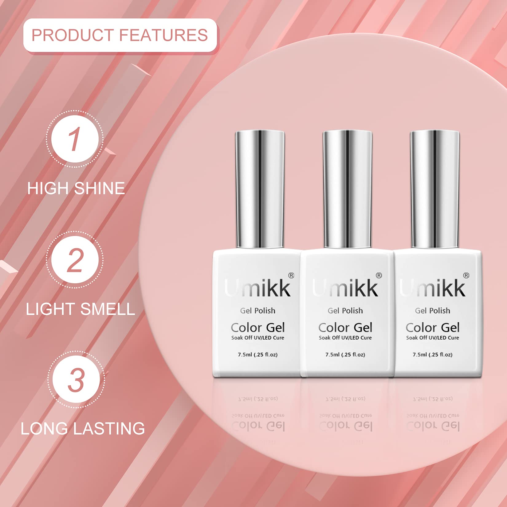 Umikk Gel Nail Polish Set - 7.5ml Red, Orange, Yellow, Green Colors with 10ml Base & Top Coat - Soak Off UV LED Cured for Home Manicure & Nail Art - Perfect for DIY Nails, Salon Quality, Long Lasting Wear