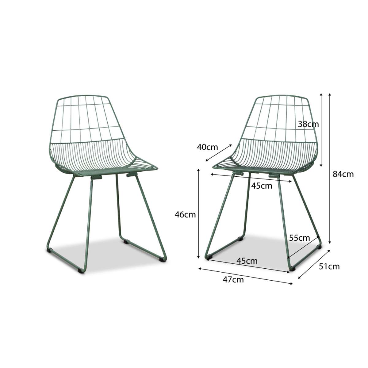 Hunter Outdoor Dining Chairs Set of 2 - Water-Resistant Forest Green Patio Furniture for Garden, Deck, Poolside & Backyard Dining