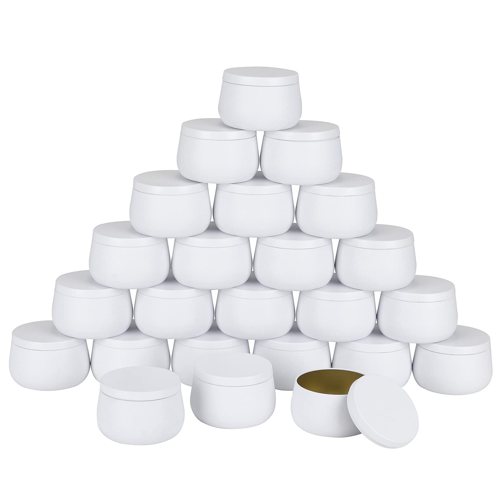 8oz Candle Tins with Lids - Bulk White Candle Jars for DIY Candle Making (24 Pack) - Perfect for Home Decor, Gifts & Aromatherapy