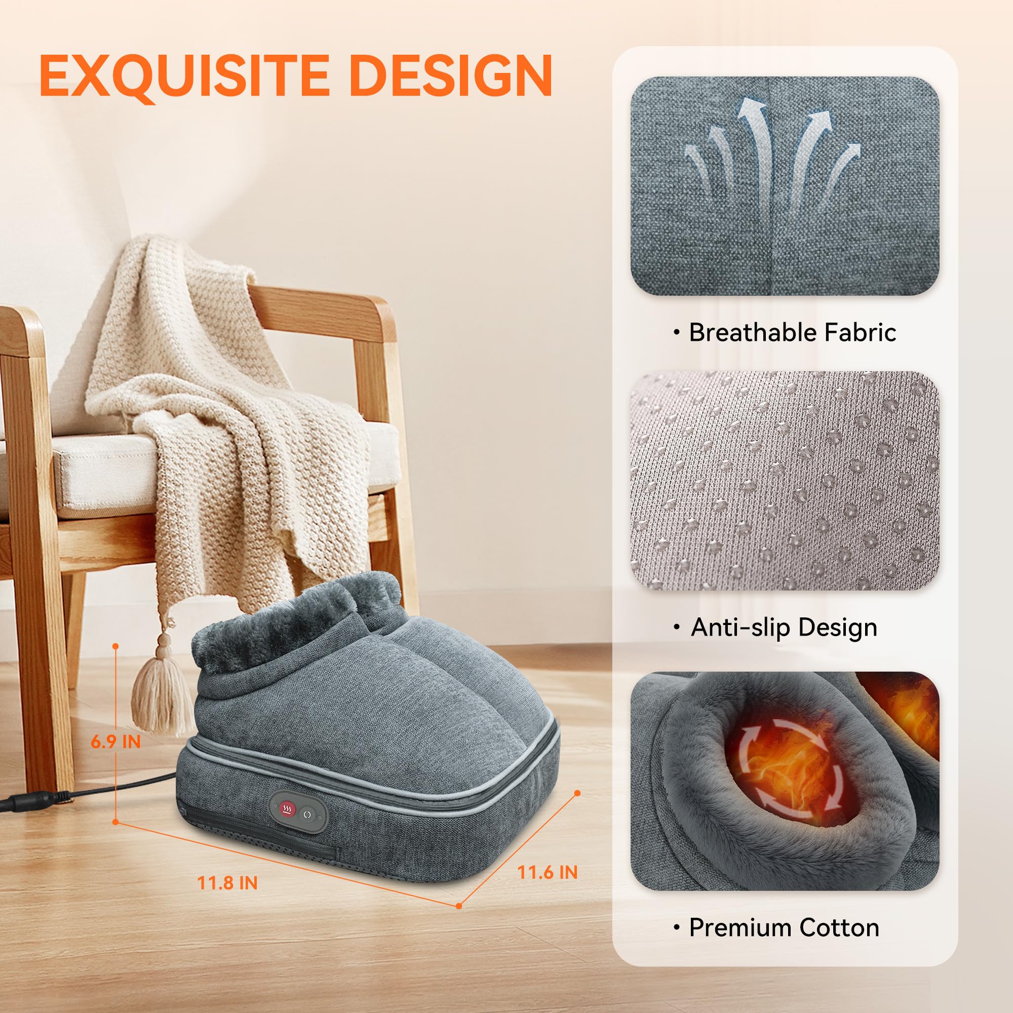 Snailax Shiatsu Foot Massager with Heat and Remote Control - Electric Foot Massager Machine for Feet and Back Pain Relief - Perfect Under Desk Foot Warmer for Men & Women - Ideal Gift for Home, Office, and Relaxation Therapy