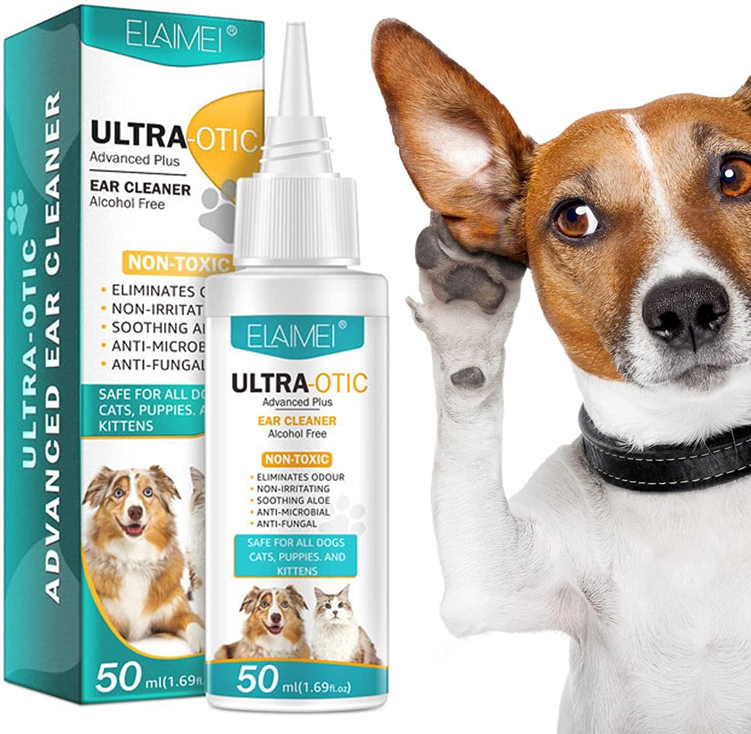 **Dog Ear Cleaner Solution for Yeast Infection & Itching - Antibacterial, Antiseptic Ear Drops for Dogs & Cats - Wax & Odor Remover - 50ml - Perfect for Daily Ear Care & Infection Prevention**